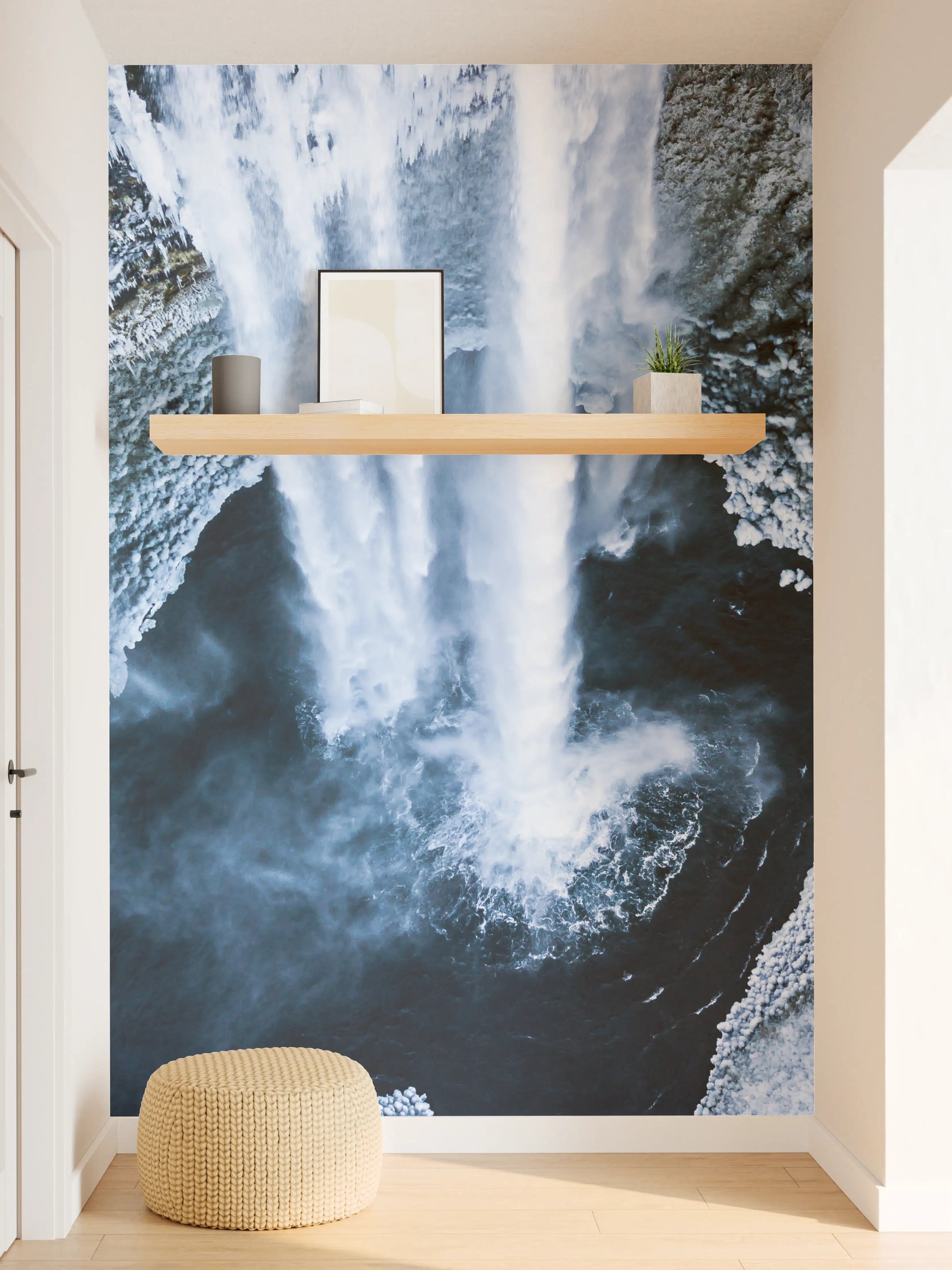 Wandverkleidung Flur - Graue Wasserfälle in weißer Pracht