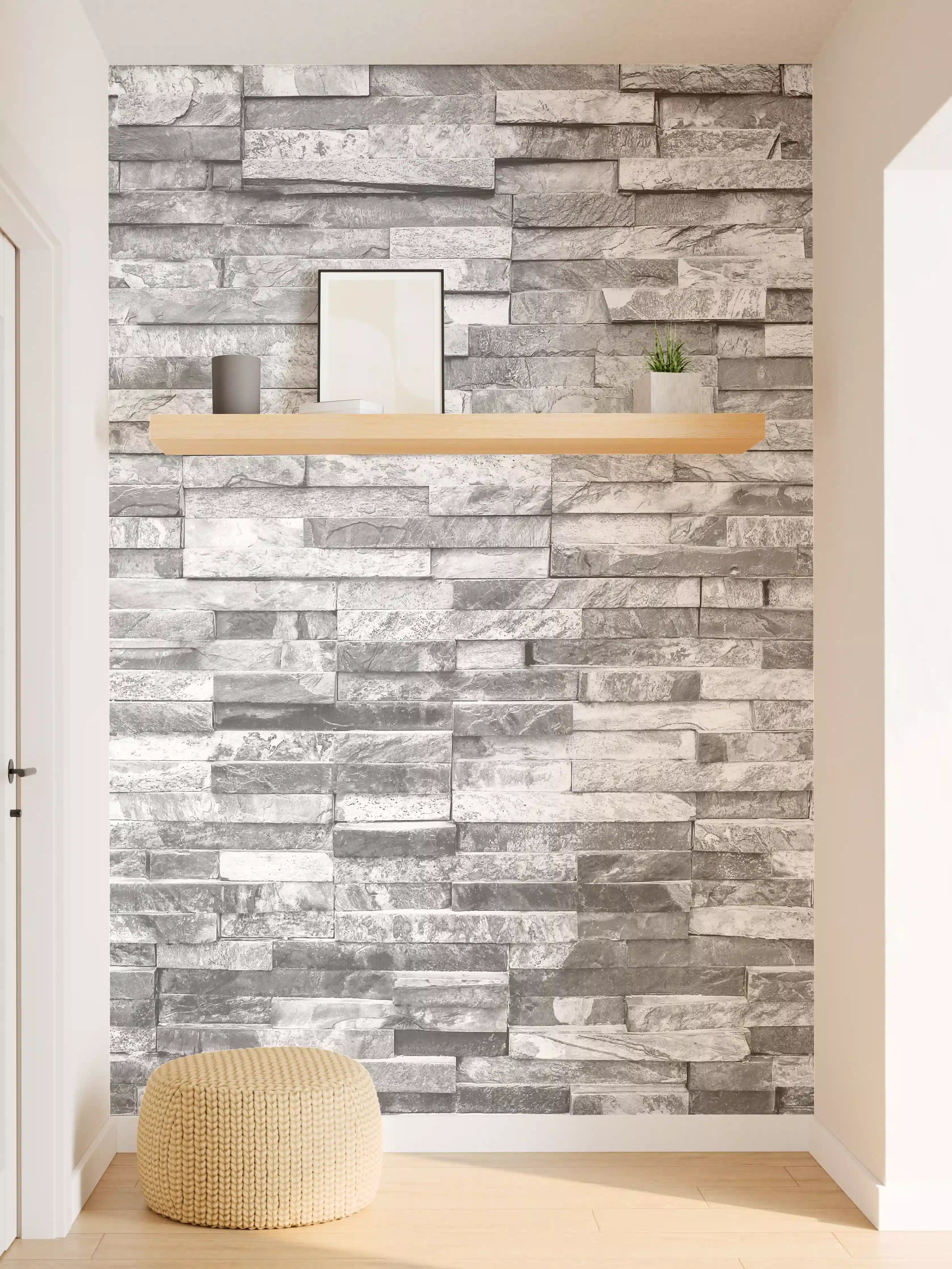 Wandverkleidung Flur - Graue moderne Ziegelwand
