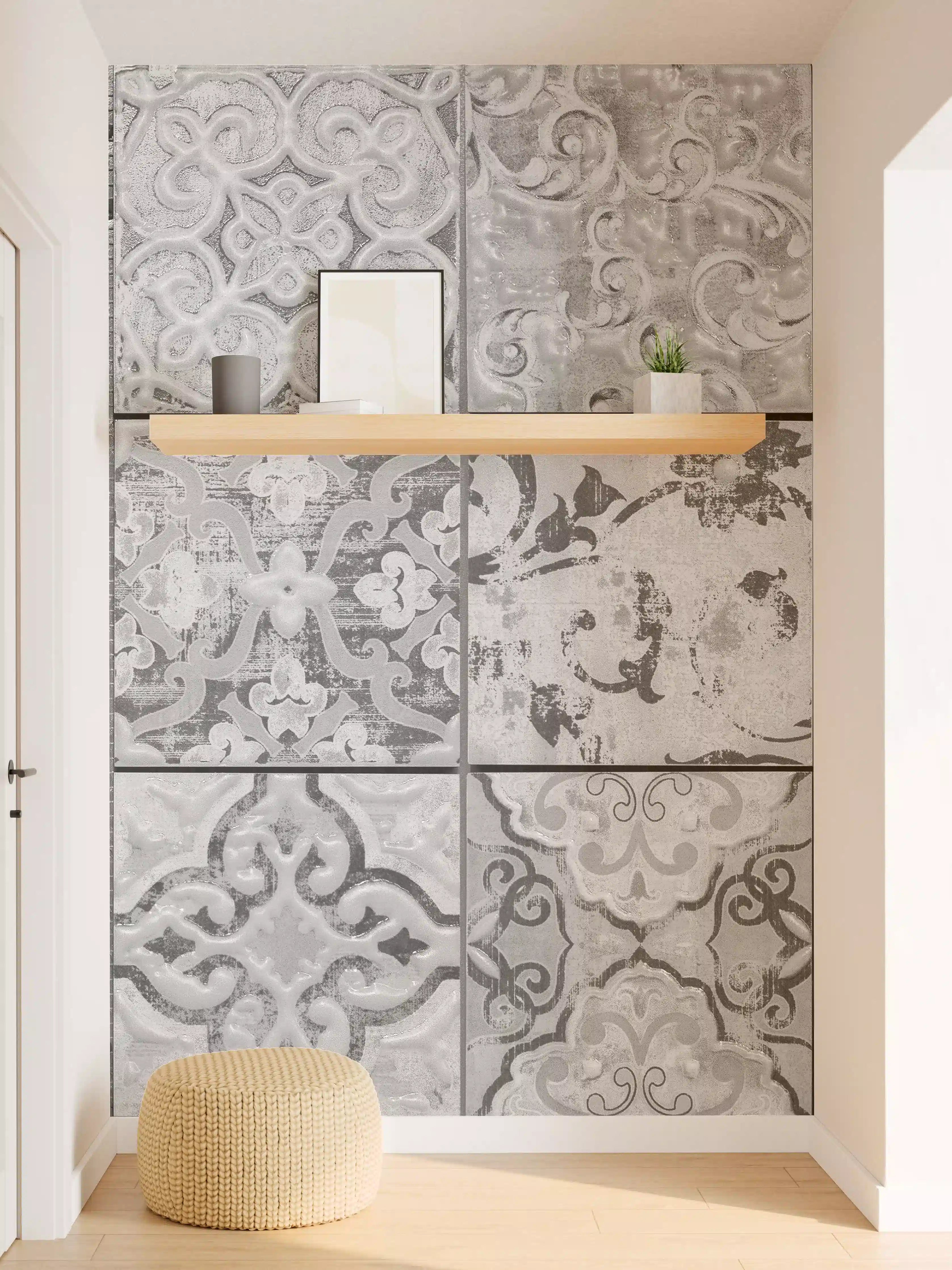 Wandverkleidung Flur - Graue rechteckige Vintage Zementwand
