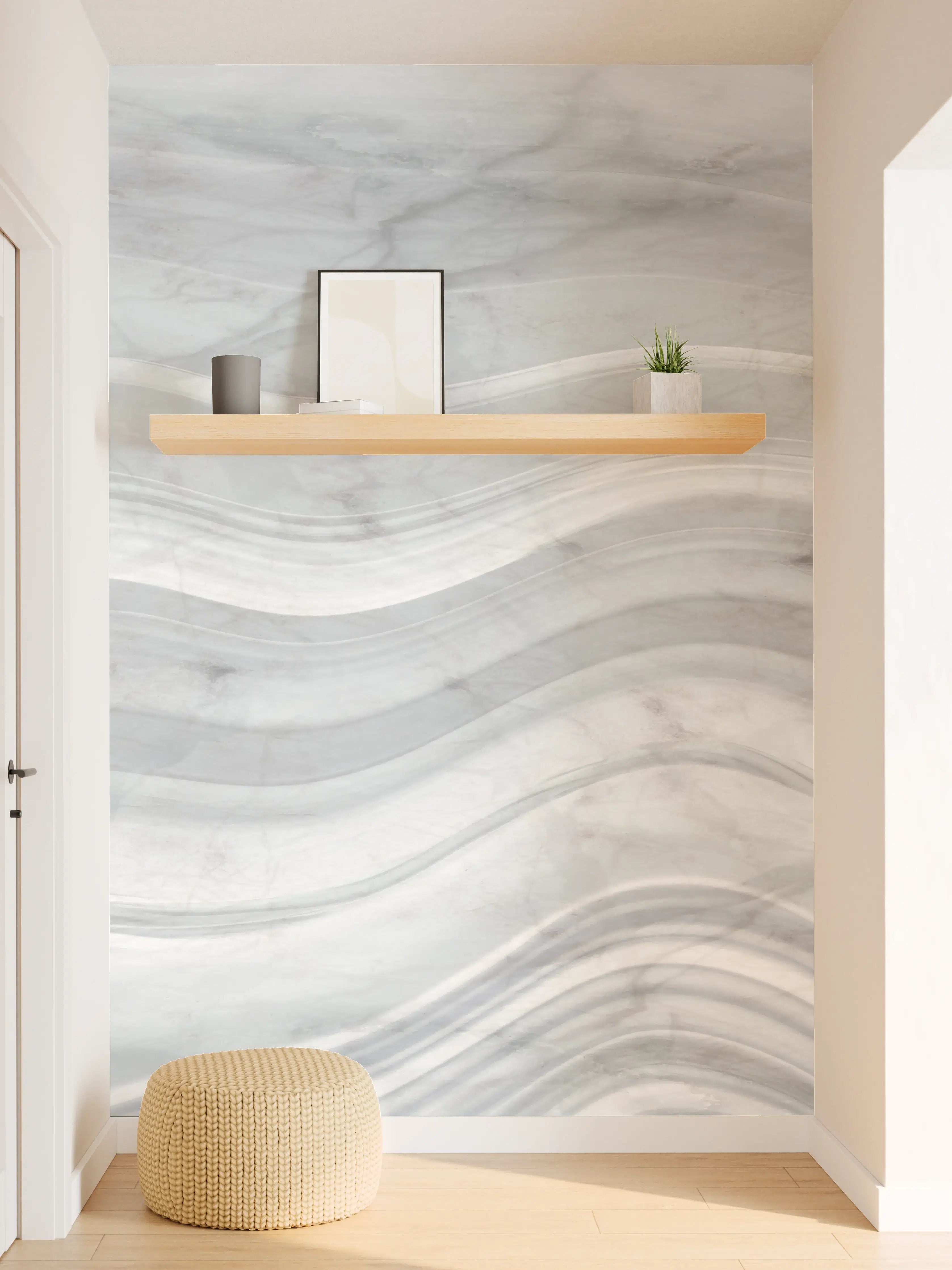 Wandverkleidung Flur - Graue wellenförmige Marmor Textur