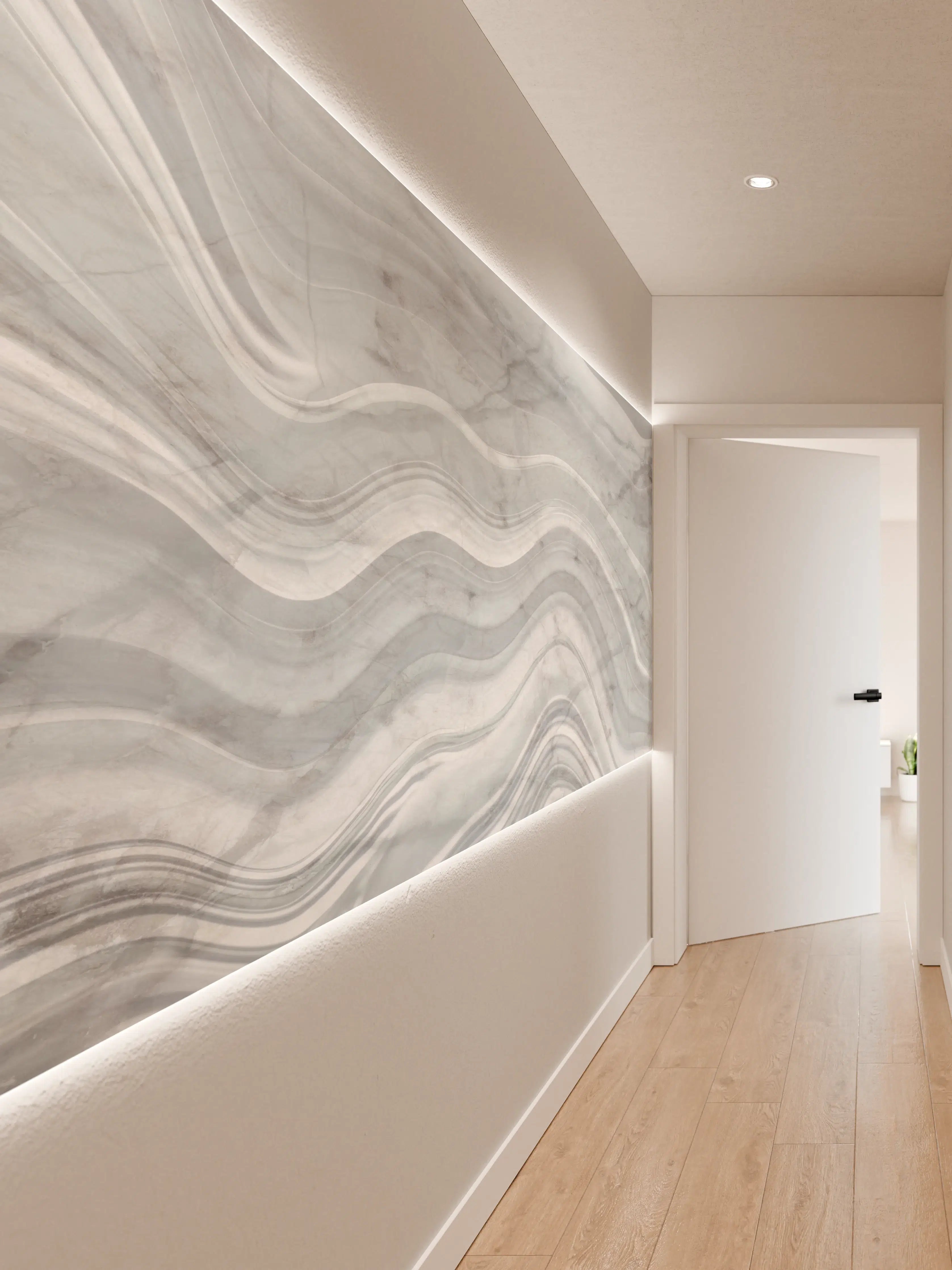 Wandverkleidung Flur - Graue wellenförmige Marmor Textur