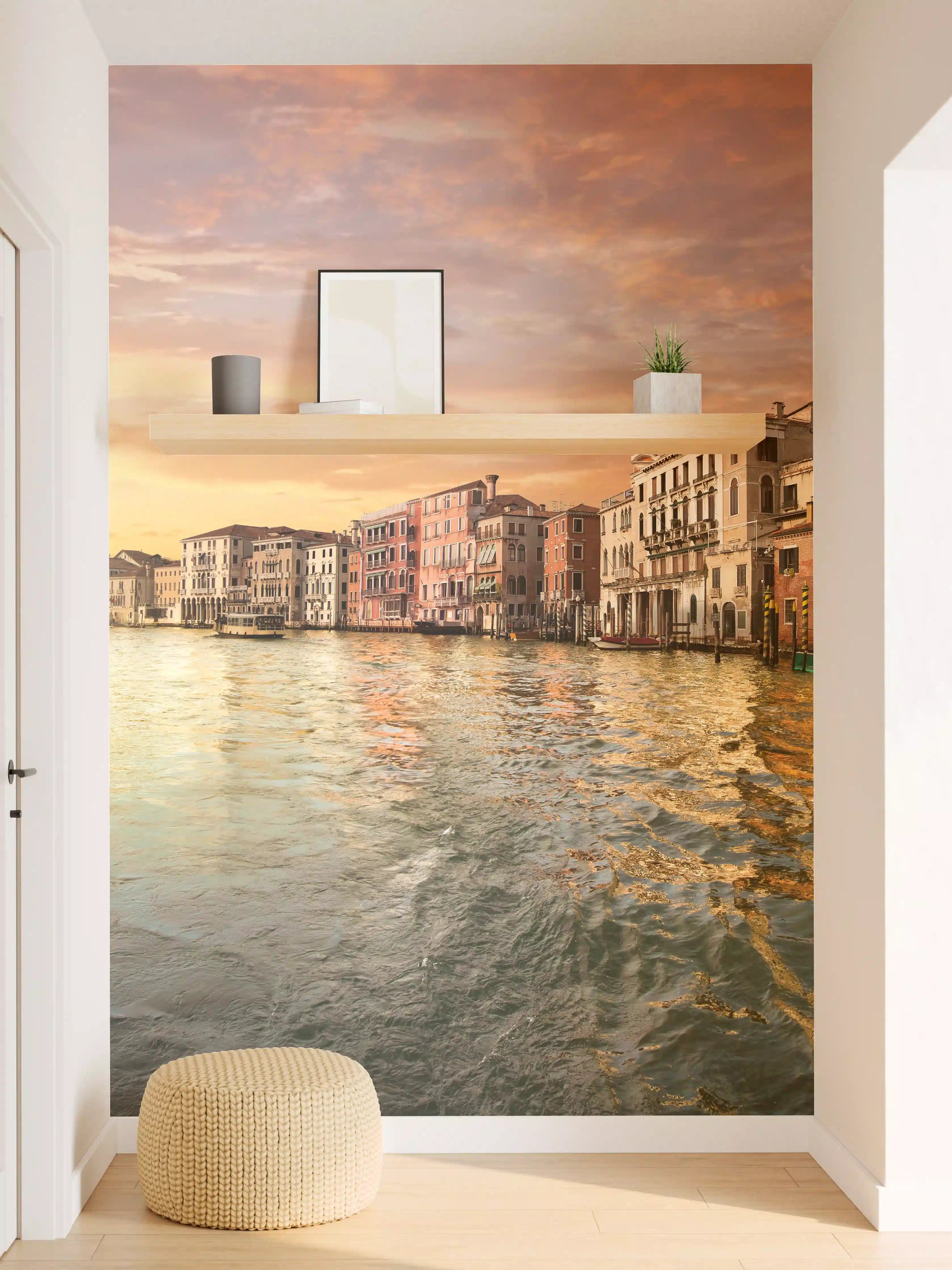 Wandverkleidung Flur - Grauer Abend über Venezianischem Kanal