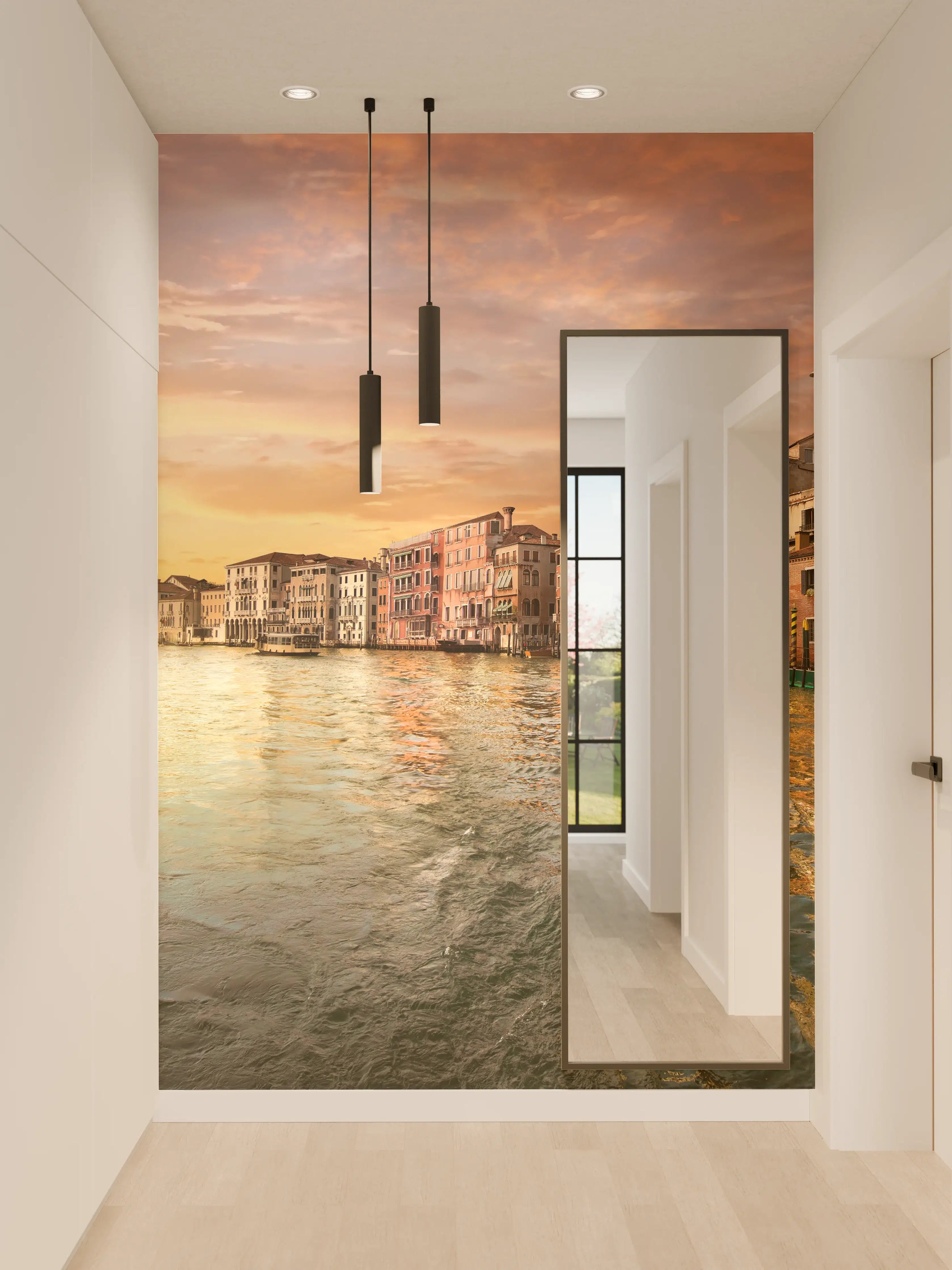 Wandverkleidung Flur - Grauer Abend über Venezianischem Kanal