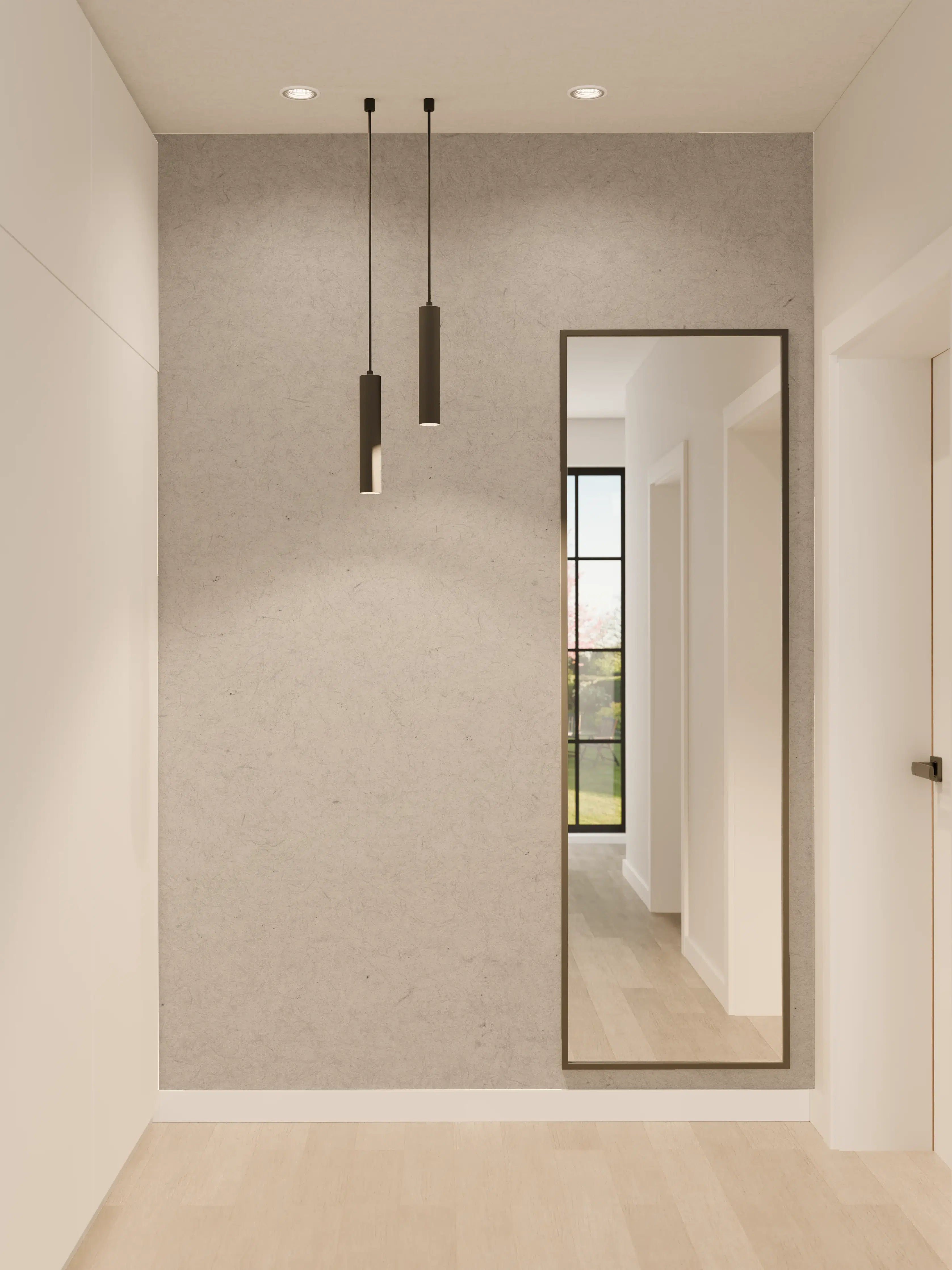 Wandverkleidung Flur - Grauer Betonoptik Fliese