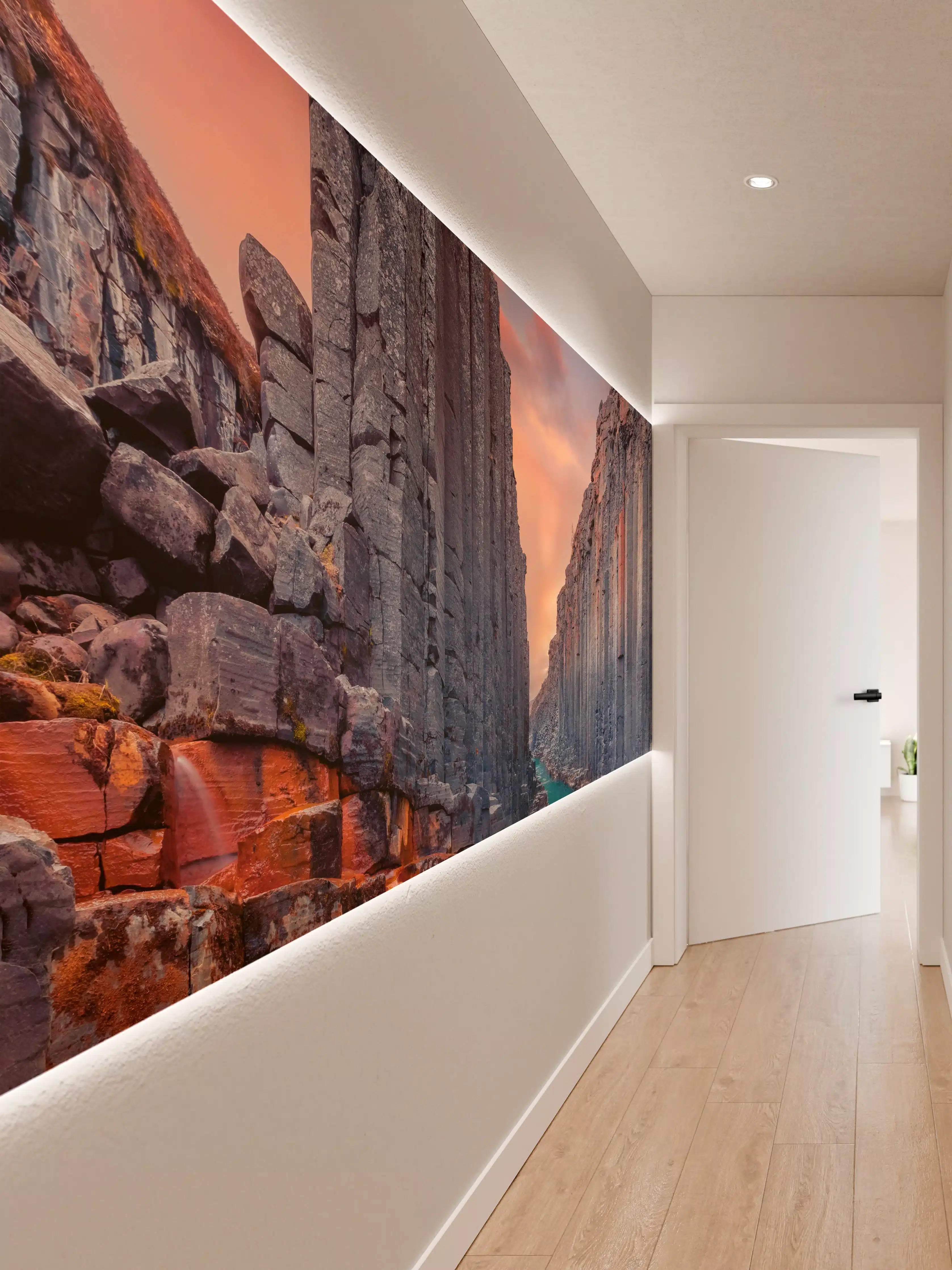 Wandverkleidung Flur - Grauer Canyon bei Sonnenuntergang