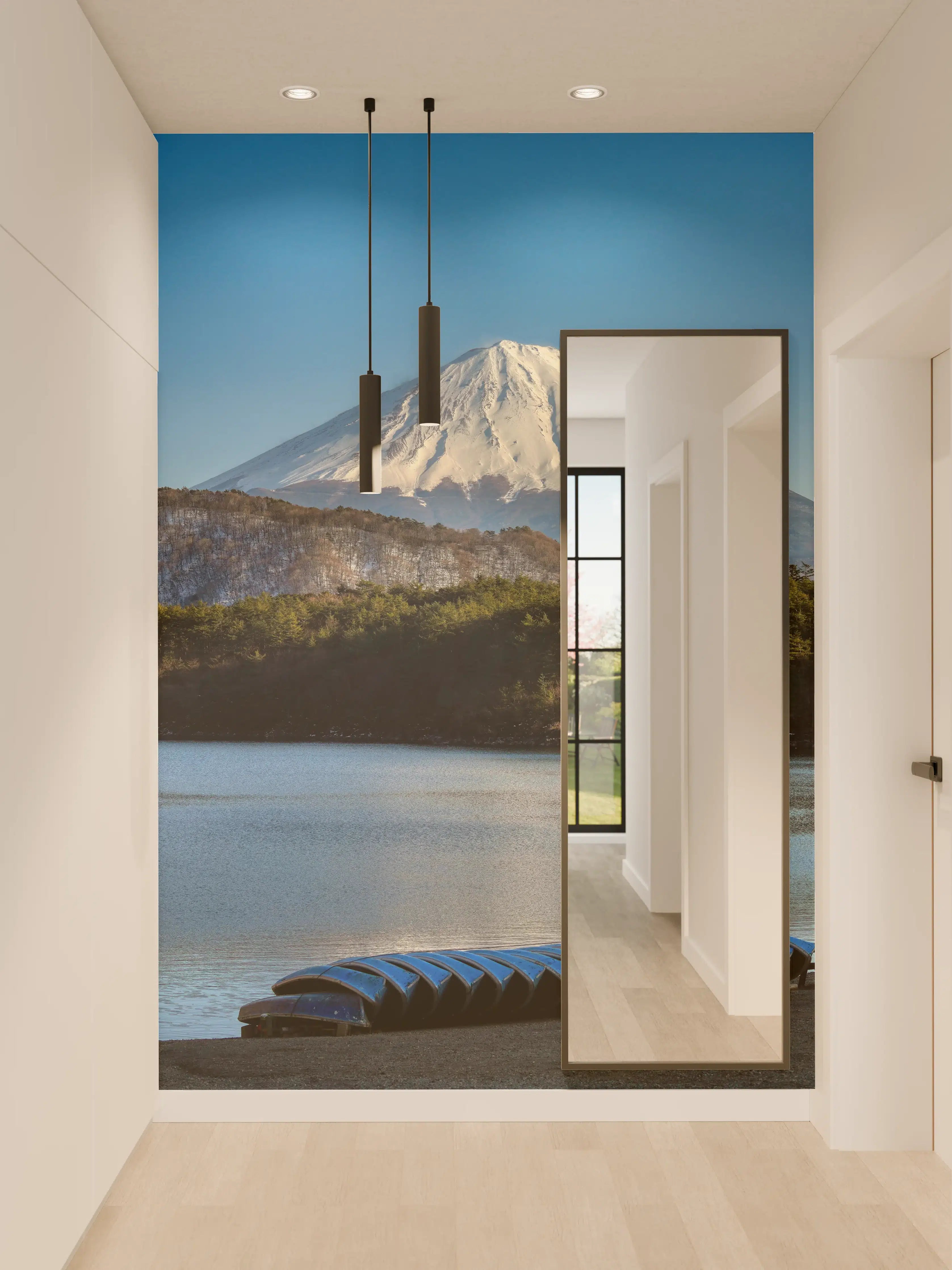 Wandverkleidung Flur - Grauer Glanz über Fuji