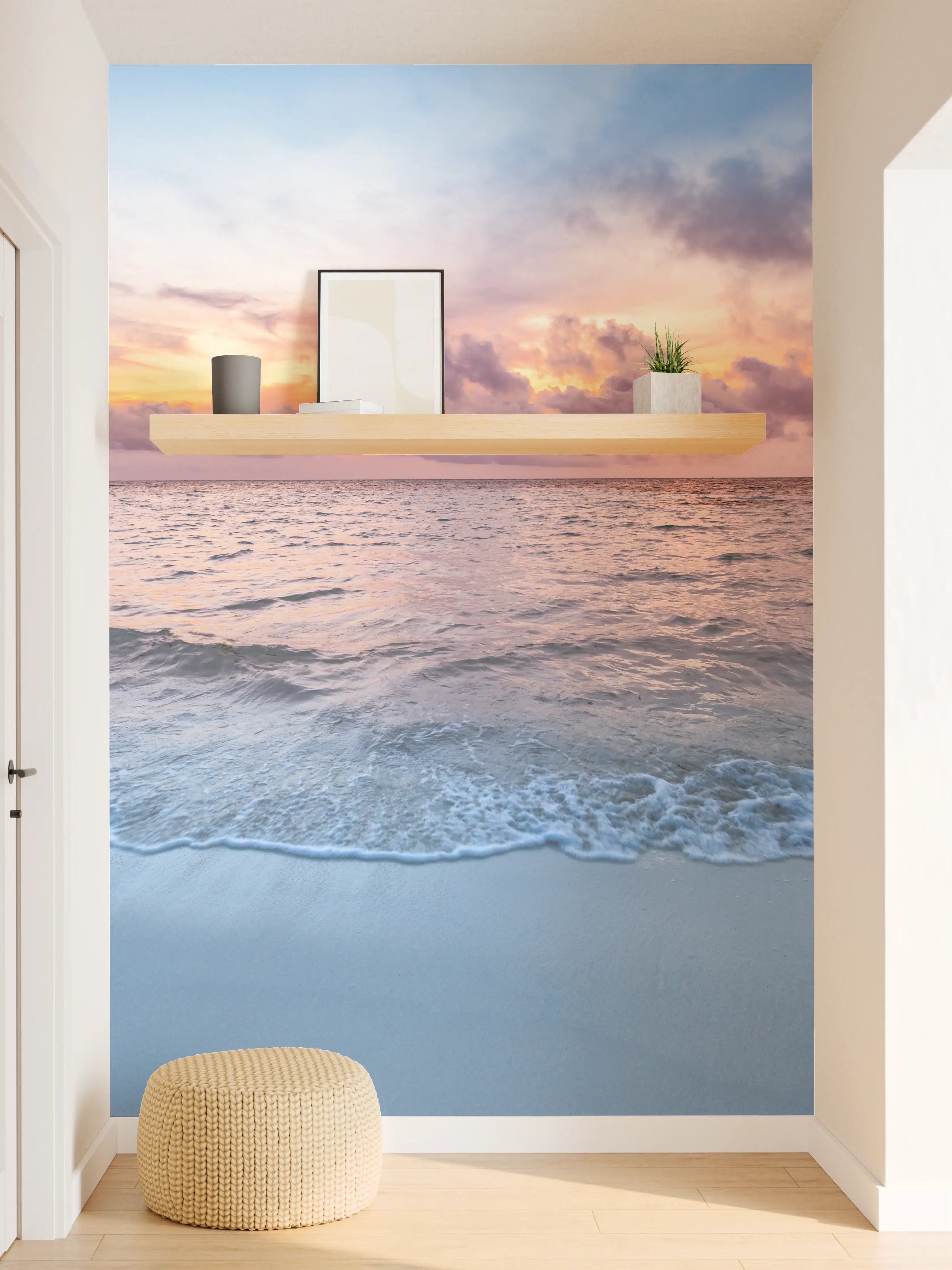 Wandverkleidung Flur - Grauer Himmel über leuchtendem Strand