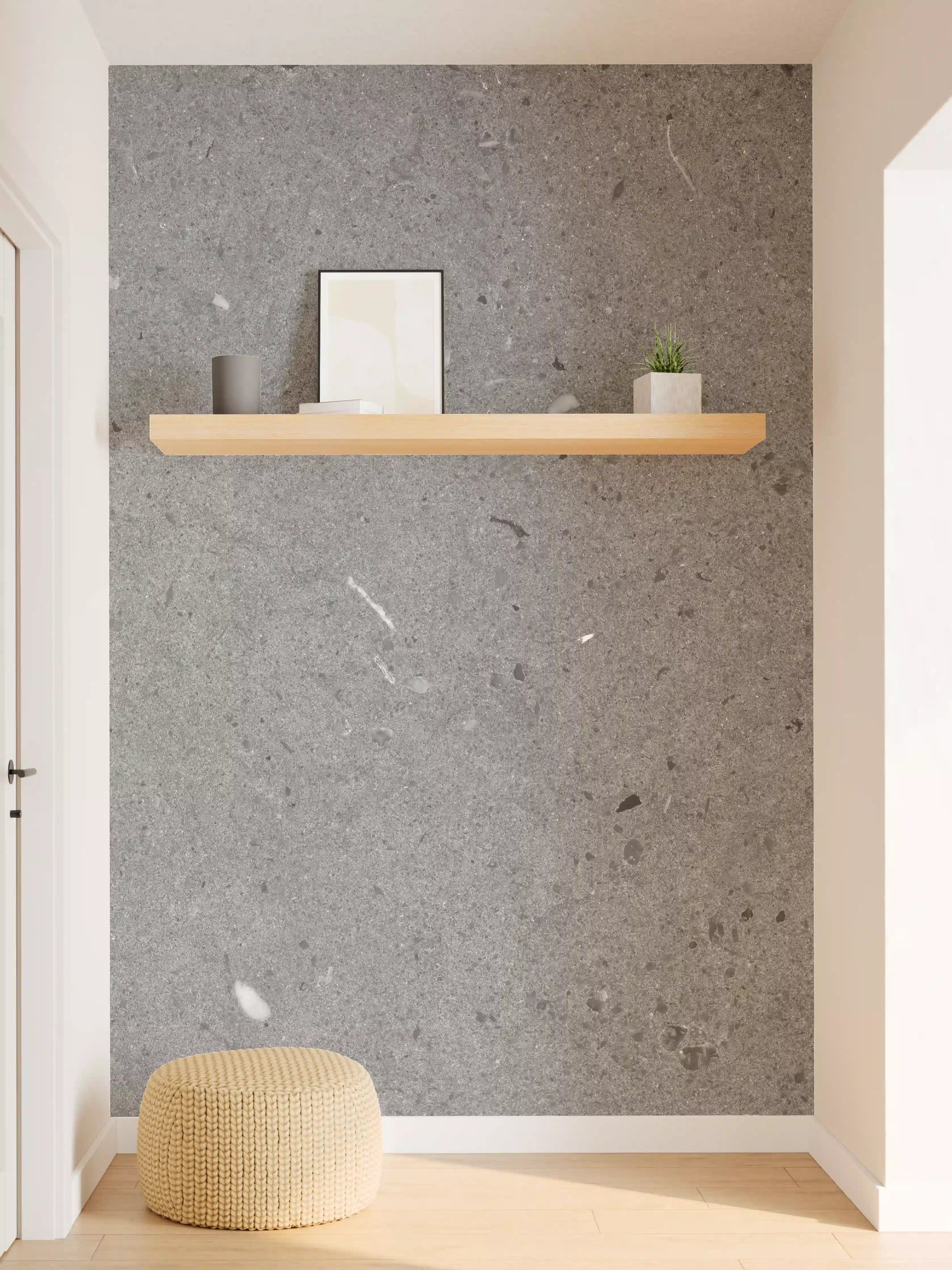 Wandverkleidung Flur - Grauer Marmor im Asphaltdesign