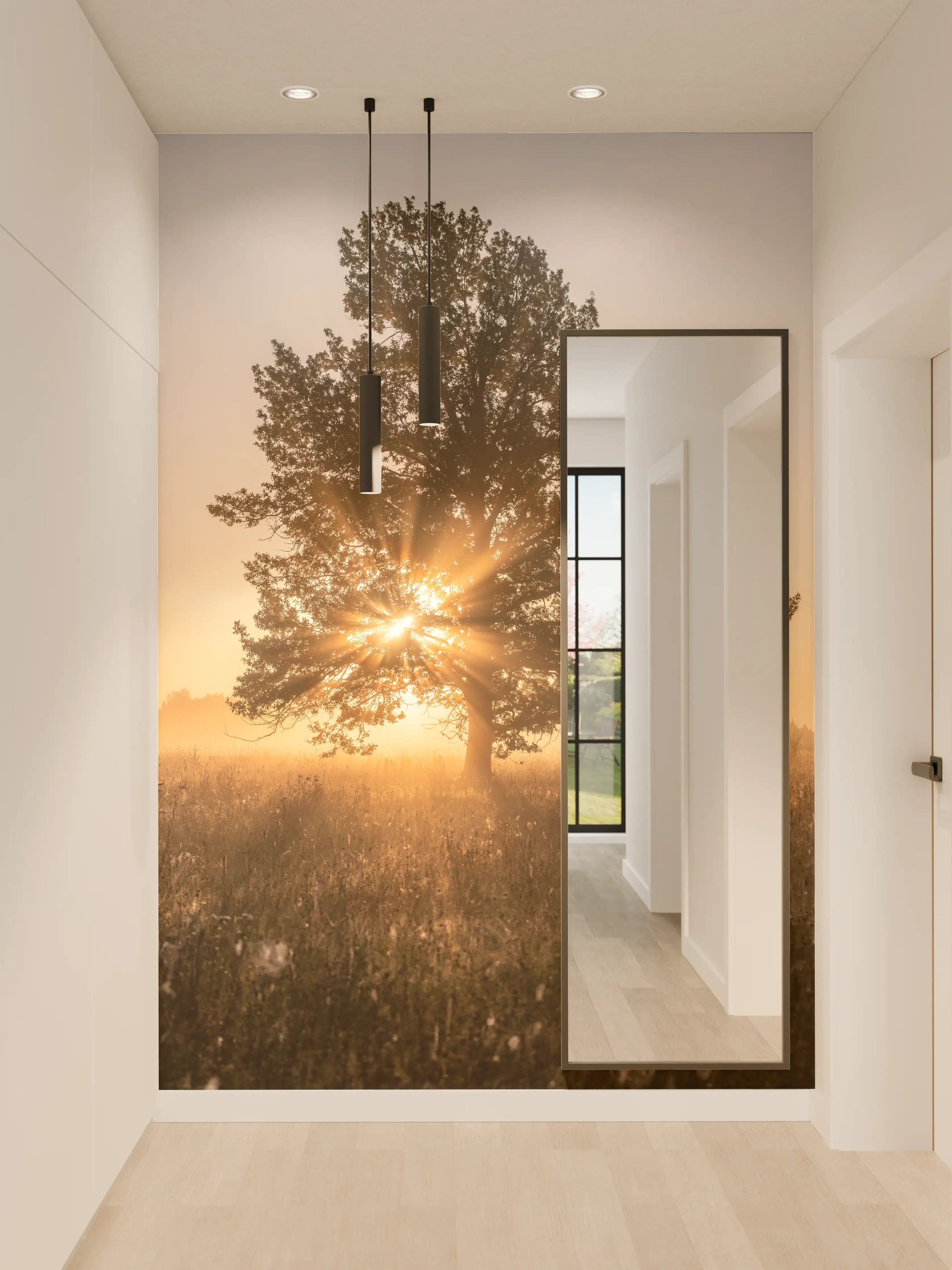 Wandverkleidung Flur - Grauer Schatten im Abendlicht