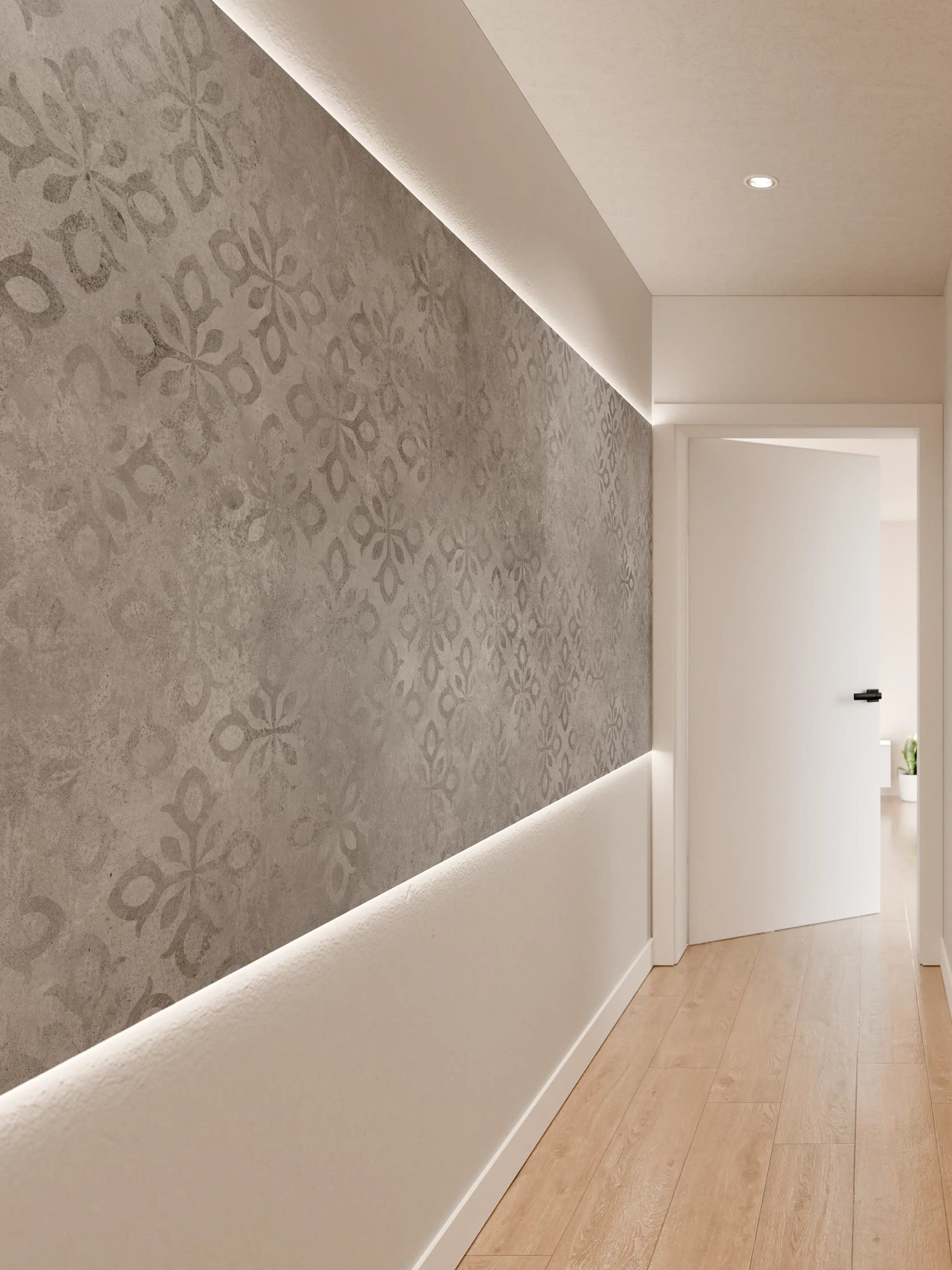 Wandverkleidung Flur - Graues Ornament Muster