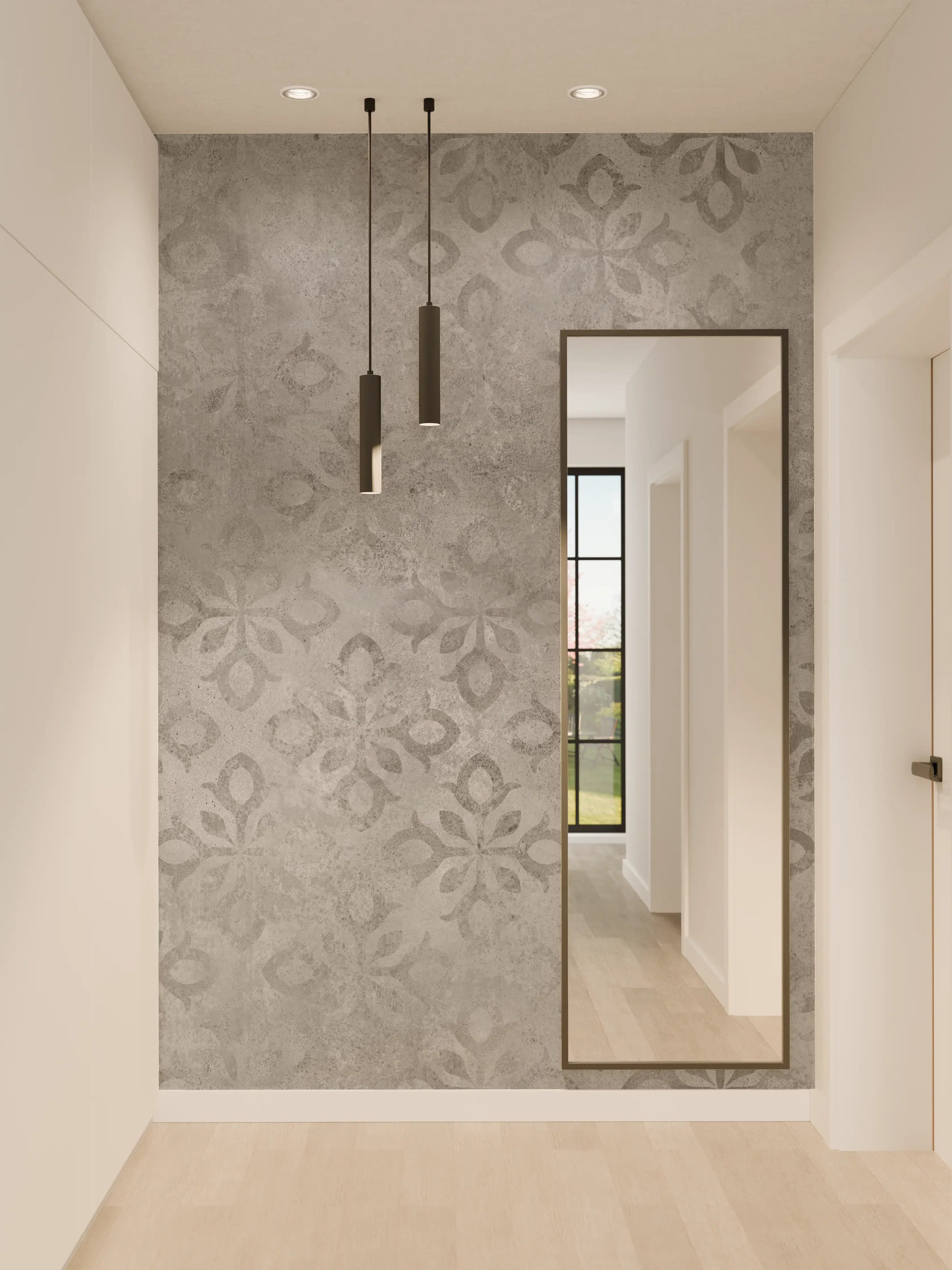 Wandverkleidung Flur - Graues Ornament Muster