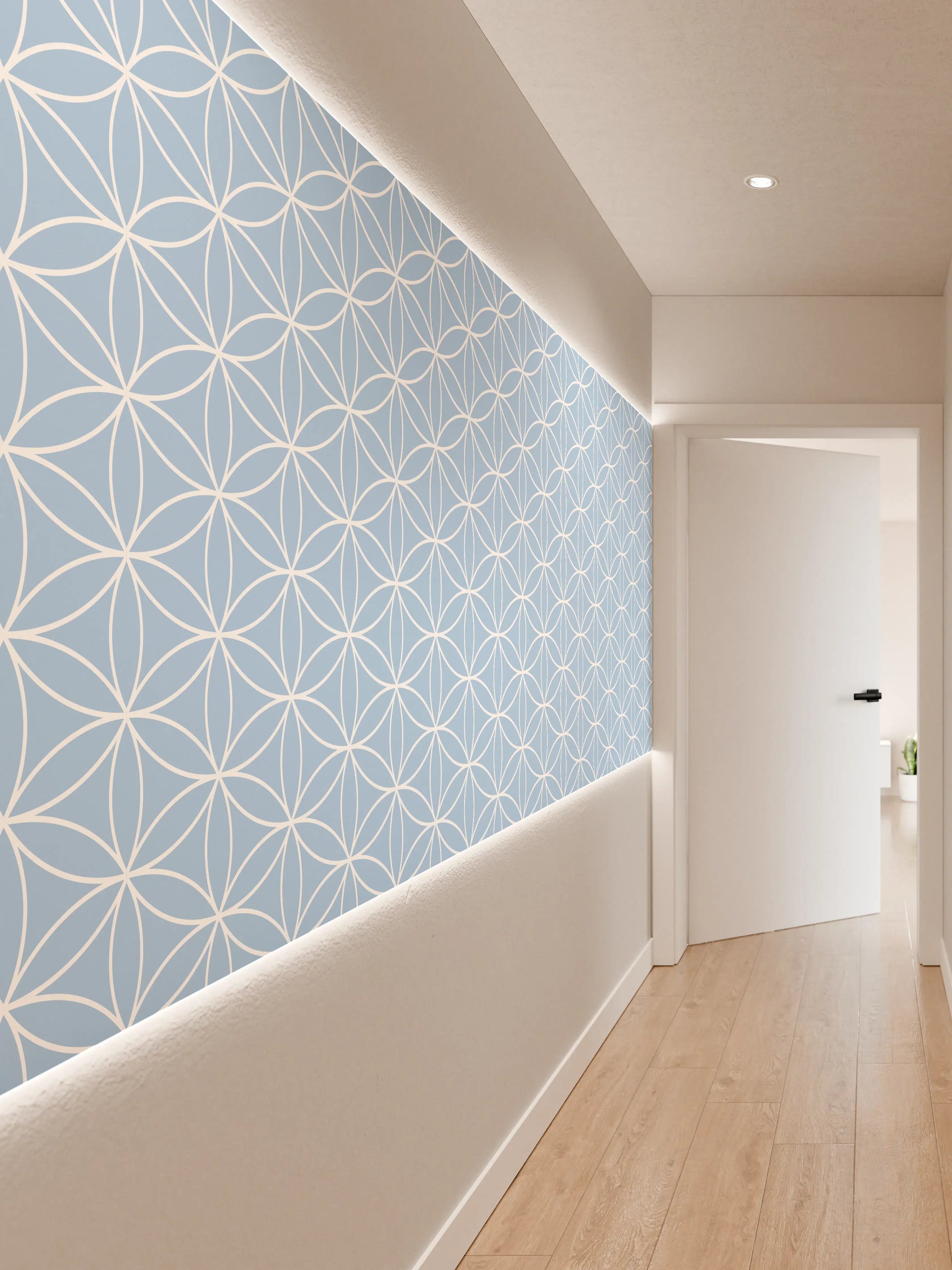 Wandverkleidung Flur - Graues und Blaues geometrisches Muster