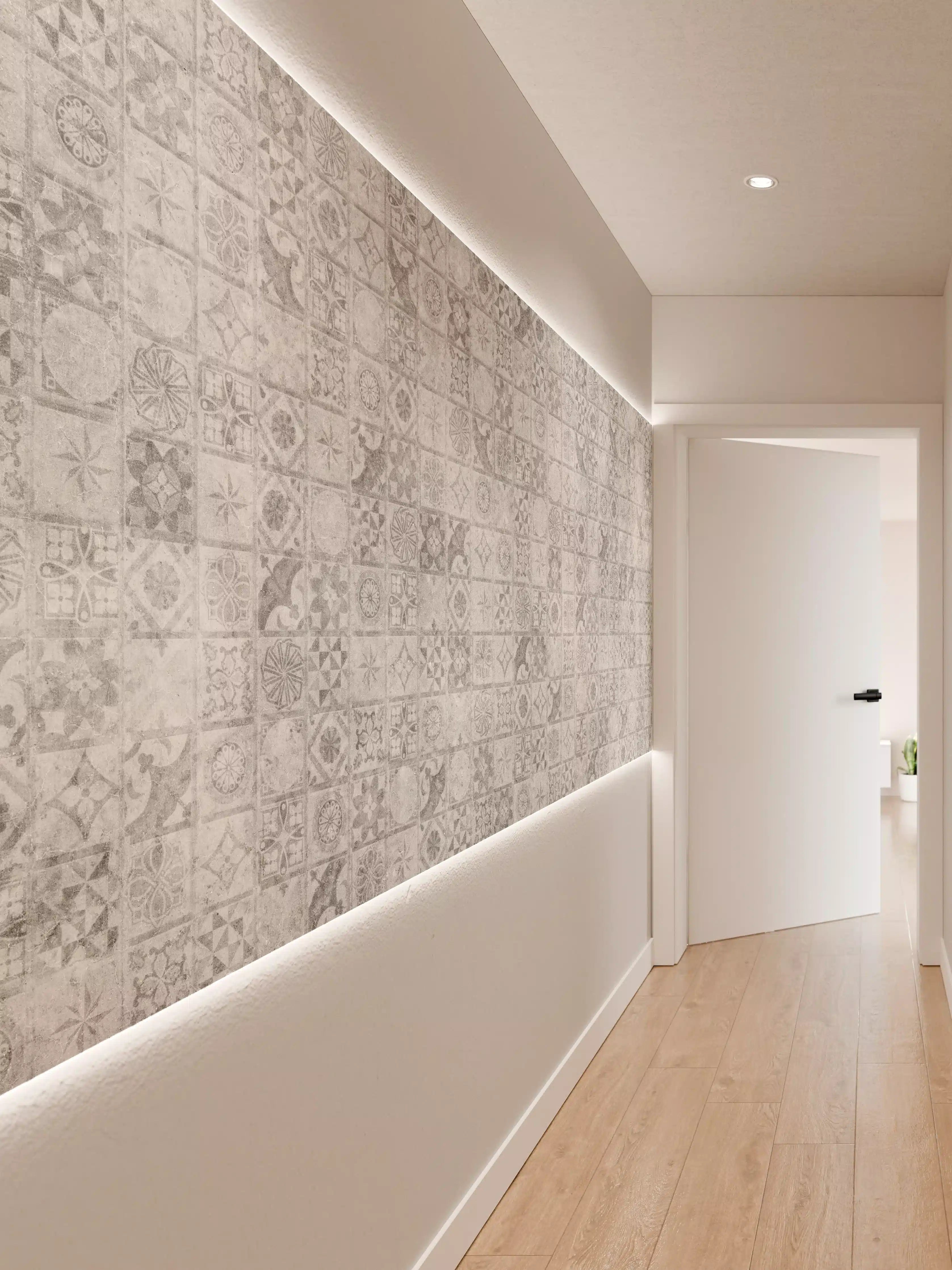 Wandverkleidung Flur - Graues weißes Mosaikmotiv
