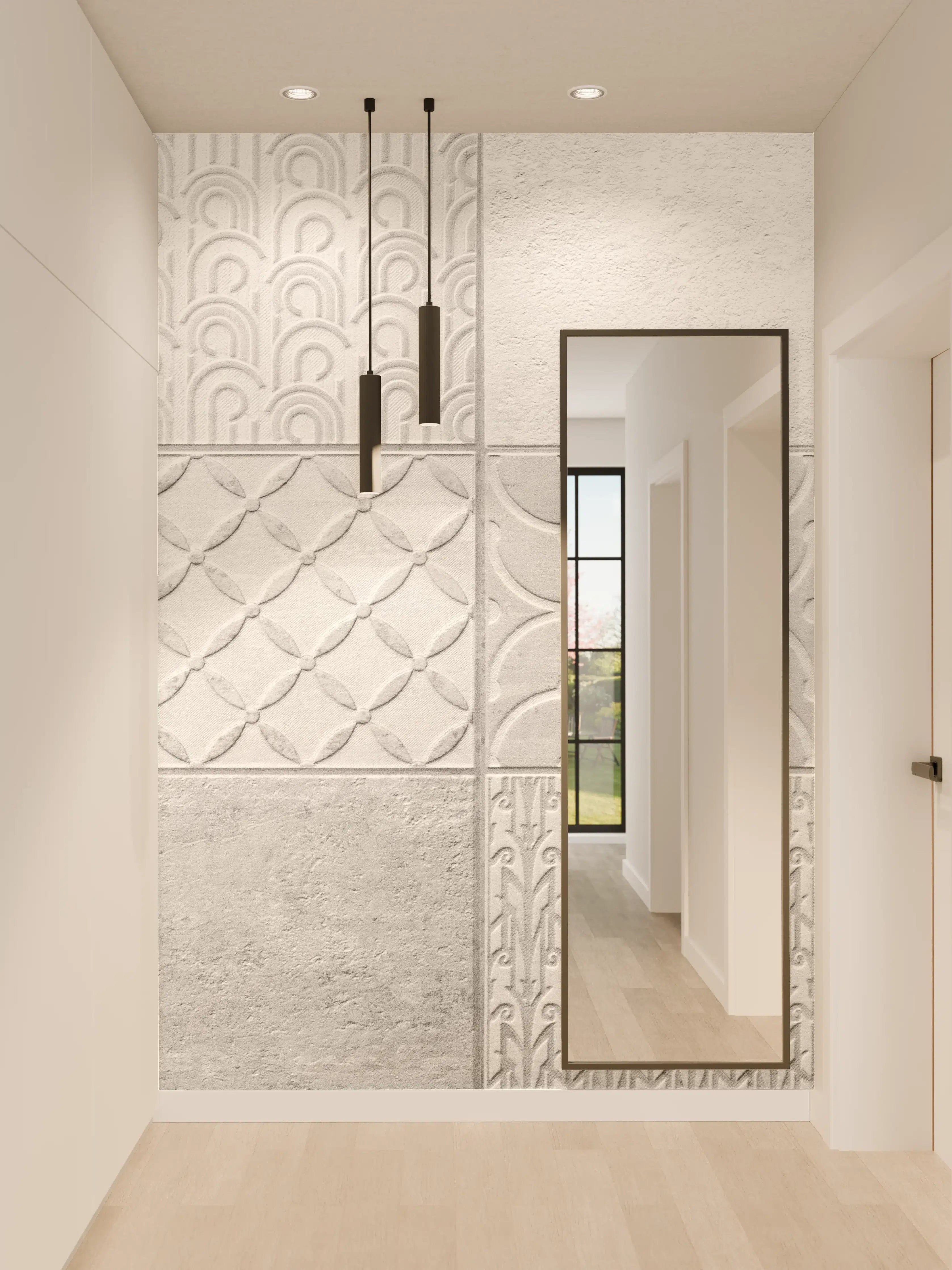 Wandverkleidung Flur - Graues weißes Vintage Mosaikmotiv