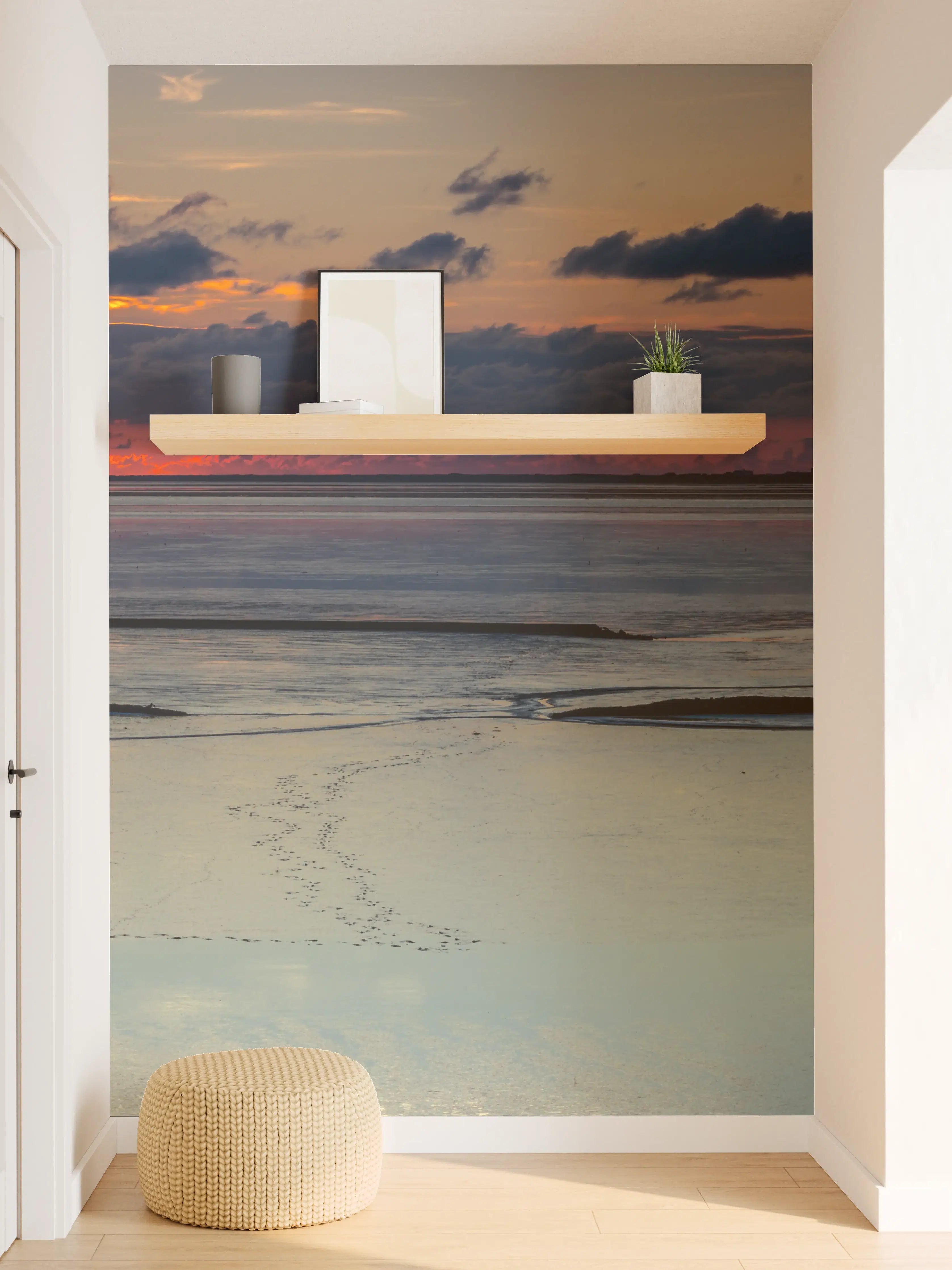 Wandverkleidung Flur - Grauwe Sonnenpracht am Horizont