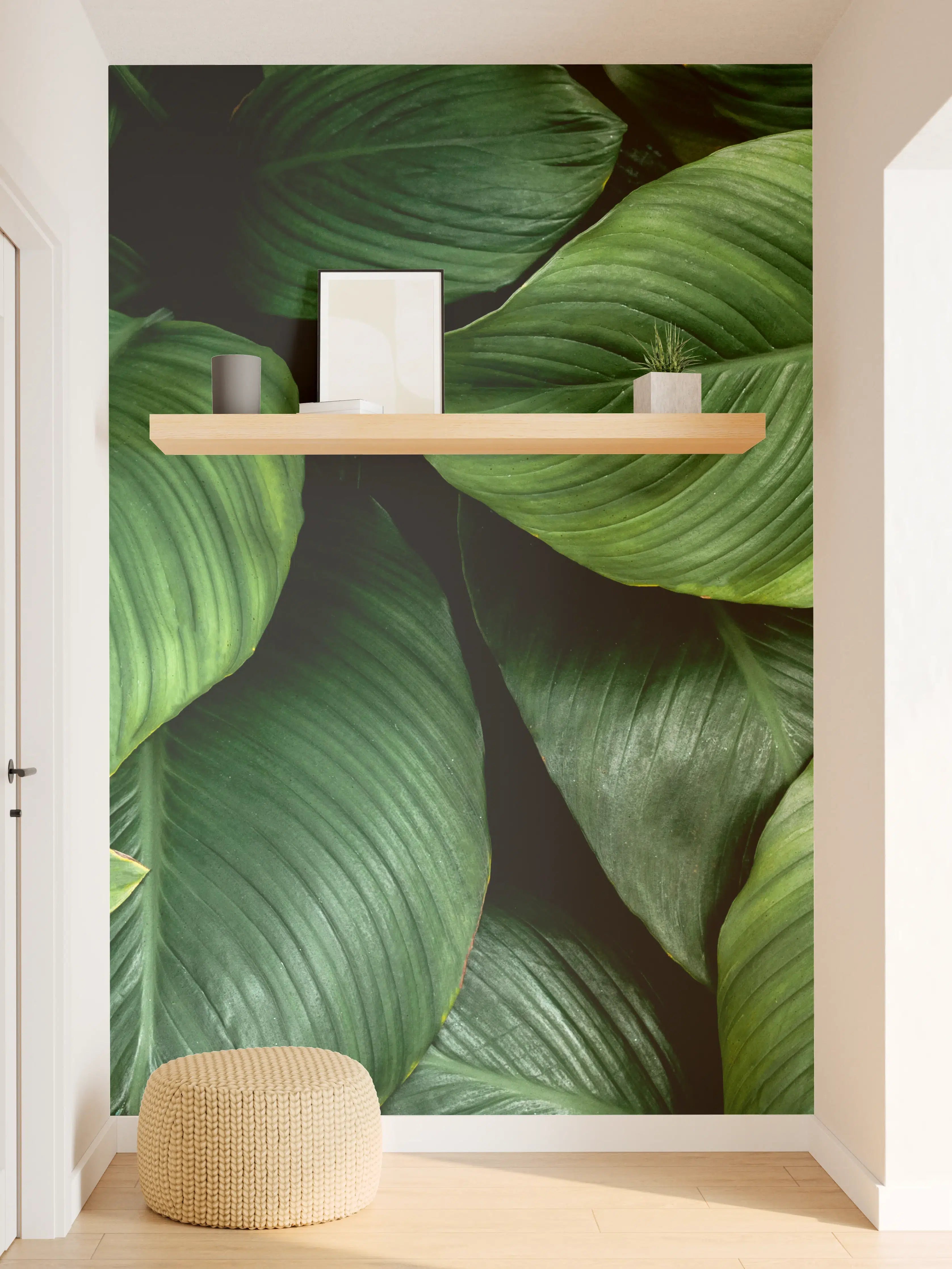 Wandverkleidung Flur - Große grüne Blätter