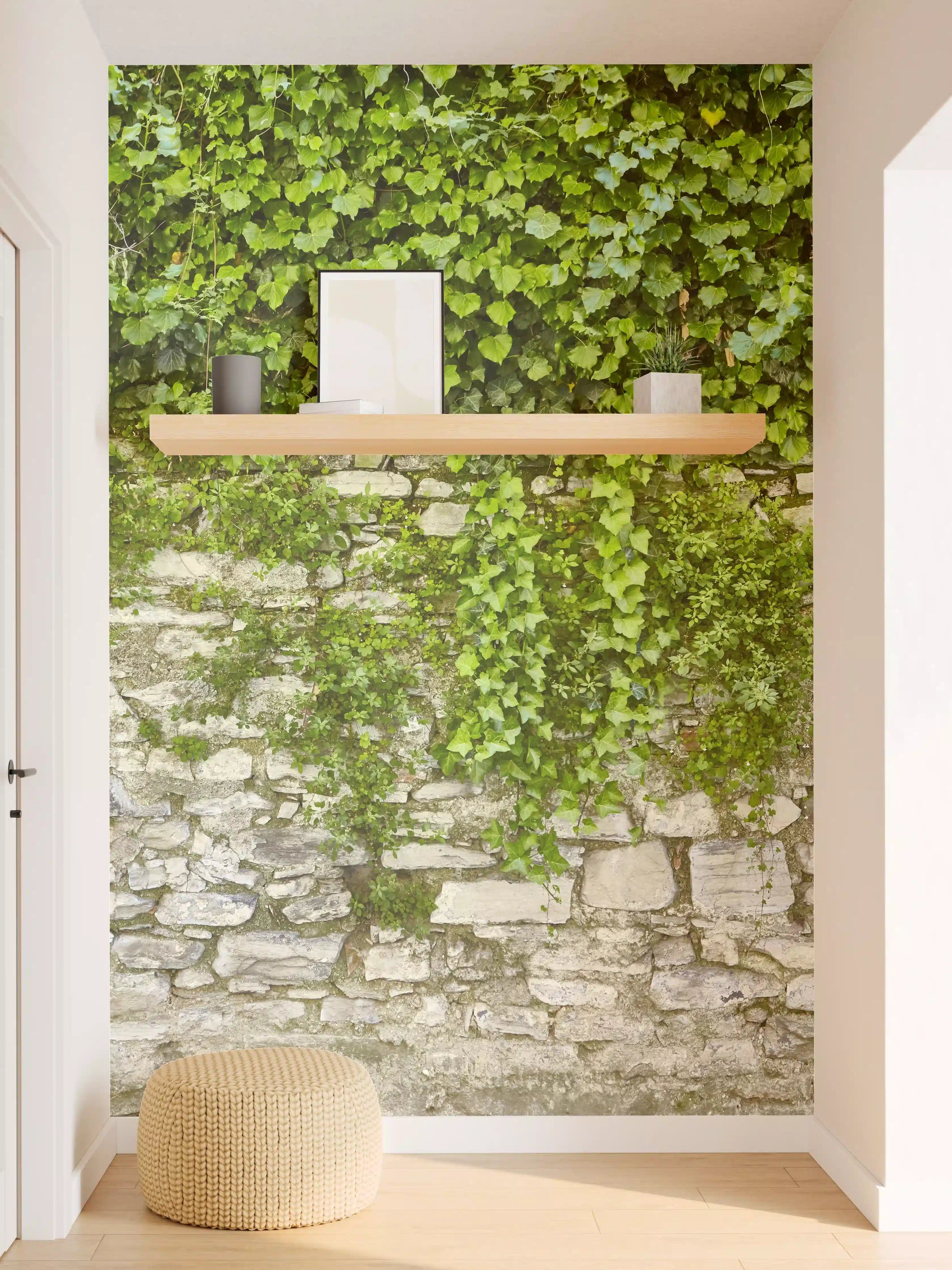 Wandverkleidung Flur - Grün überwucherte Burgmauer