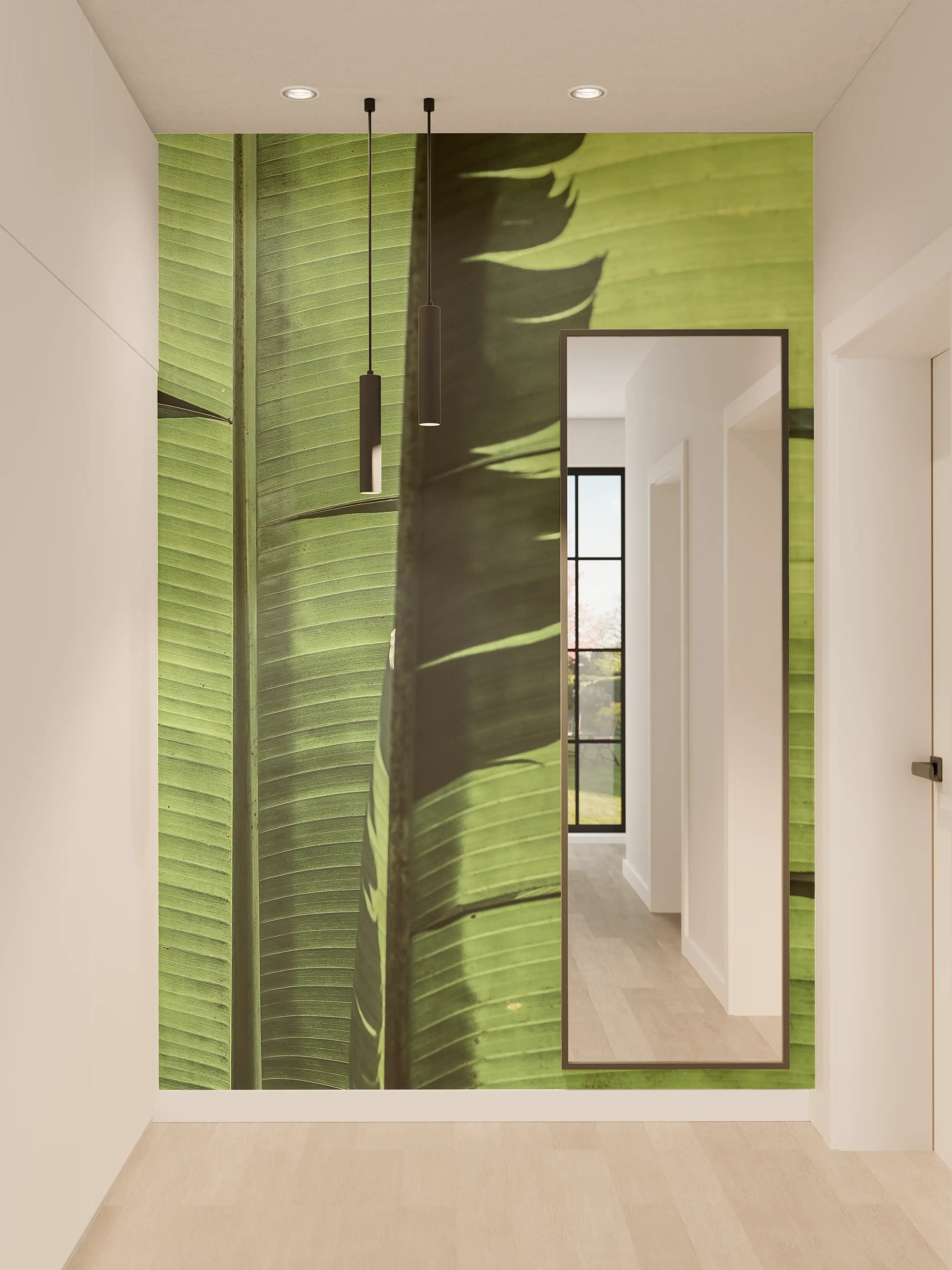 Wandverkleidung Flur - Grüne Bananenblätter – Natürliche Schönheit