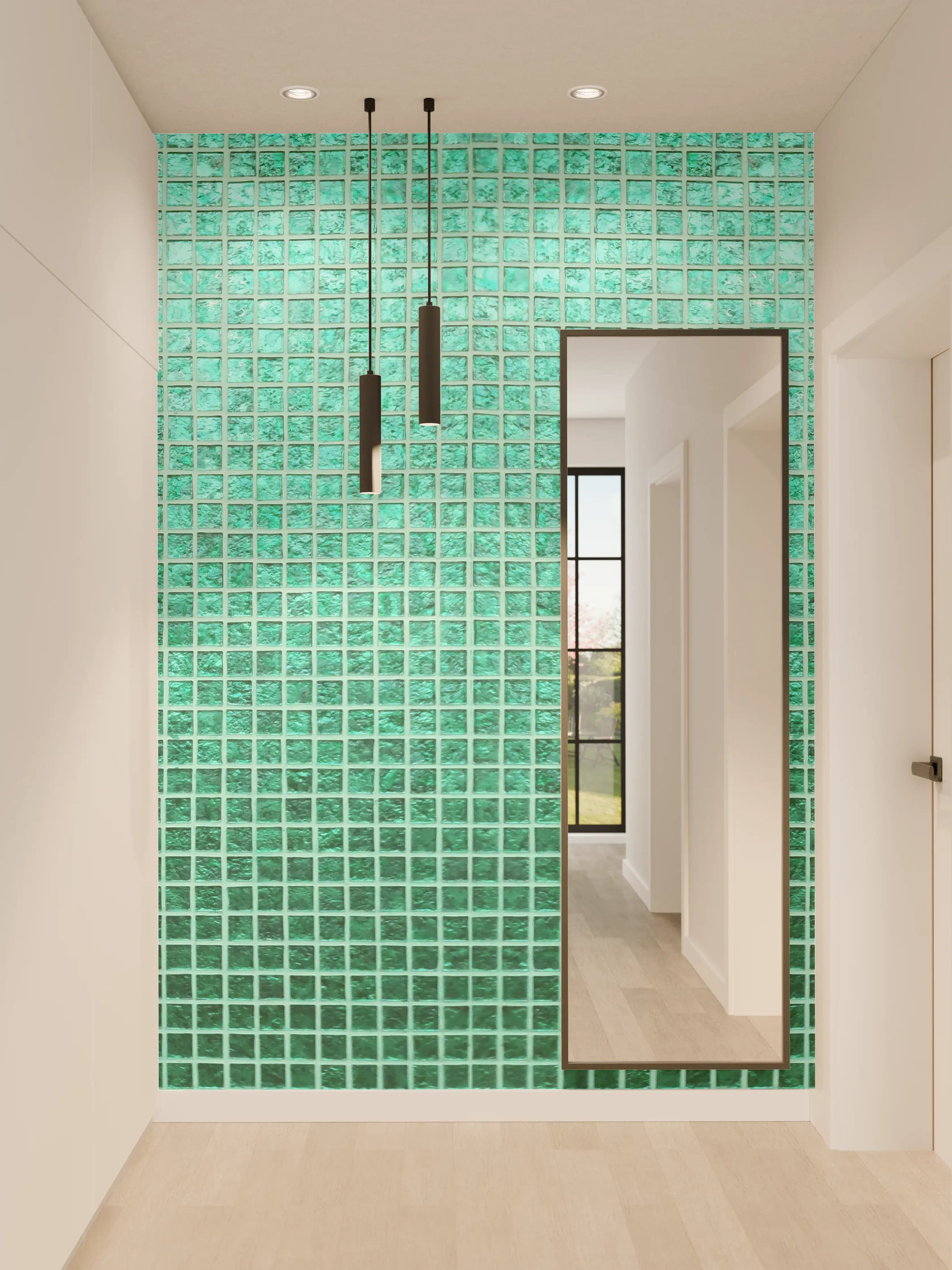 Wandverkleidung Flur - Grüne Fliesen Mosaik Textur