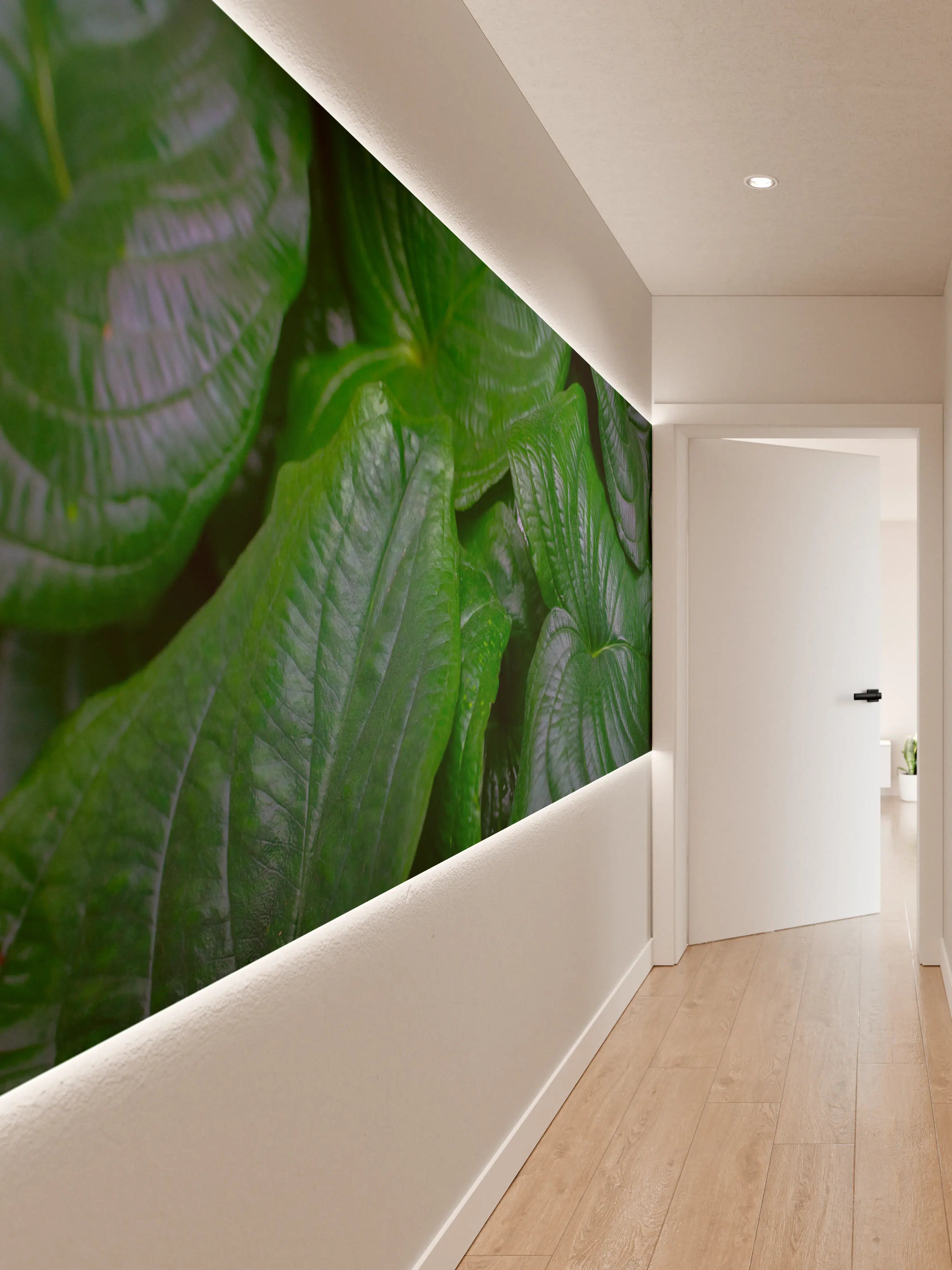 Wandverkleidung Flur - Grüne, ledrige Blätter