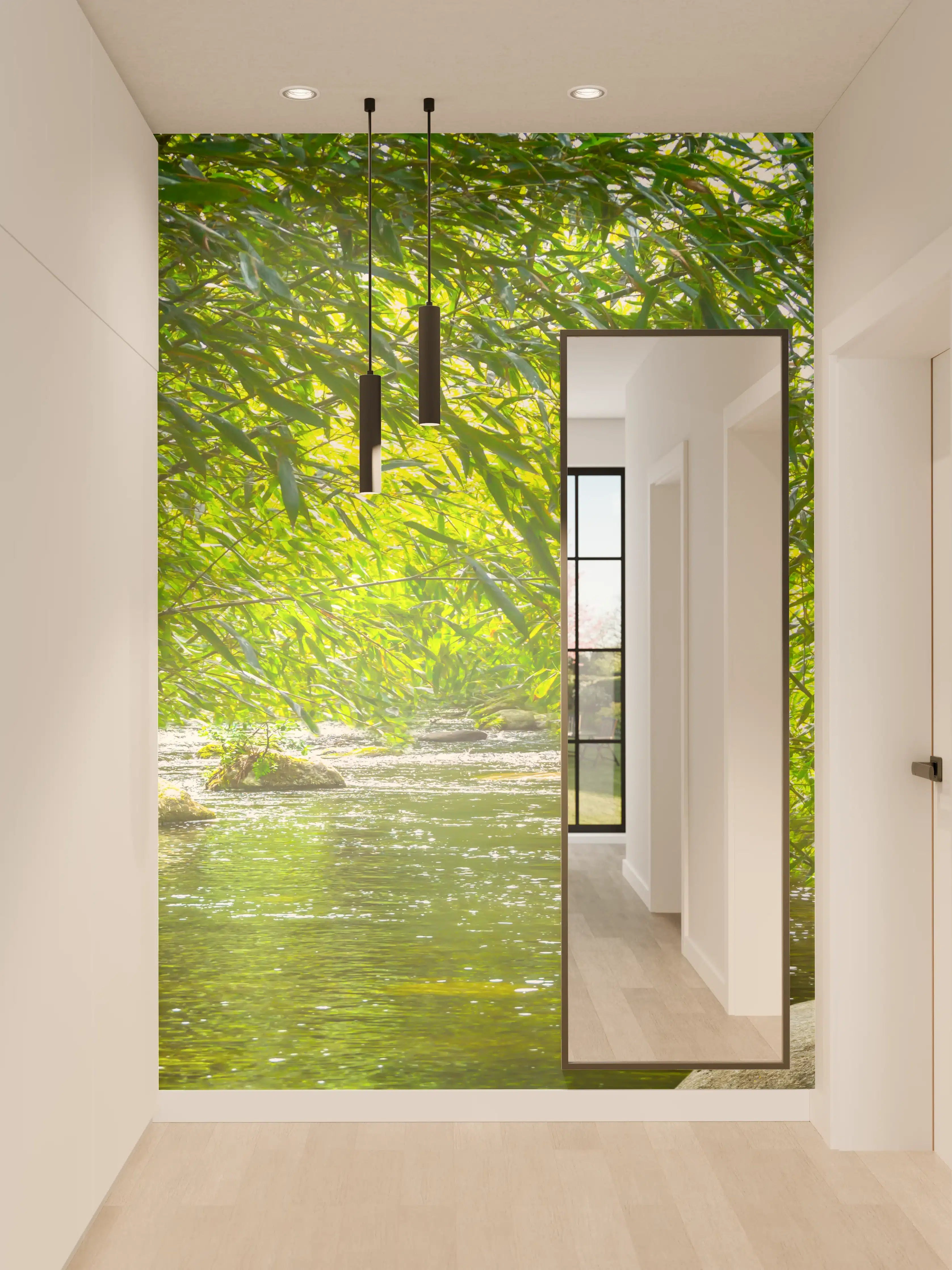 Wandverkleidung Flur - Grüner Dschungel Fluss