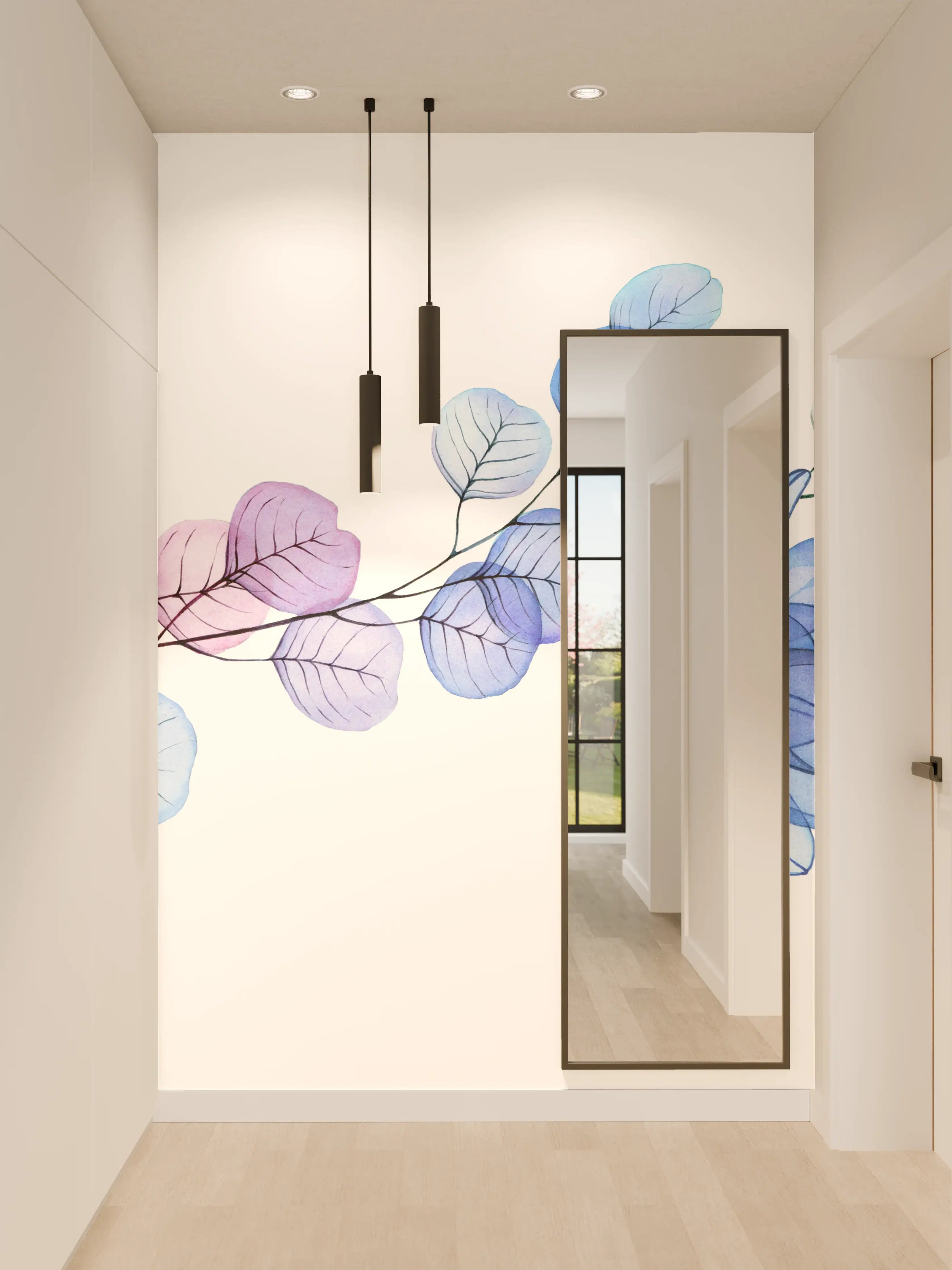 Wandverkleidung Flur - Harmonie aus Blau und Lila