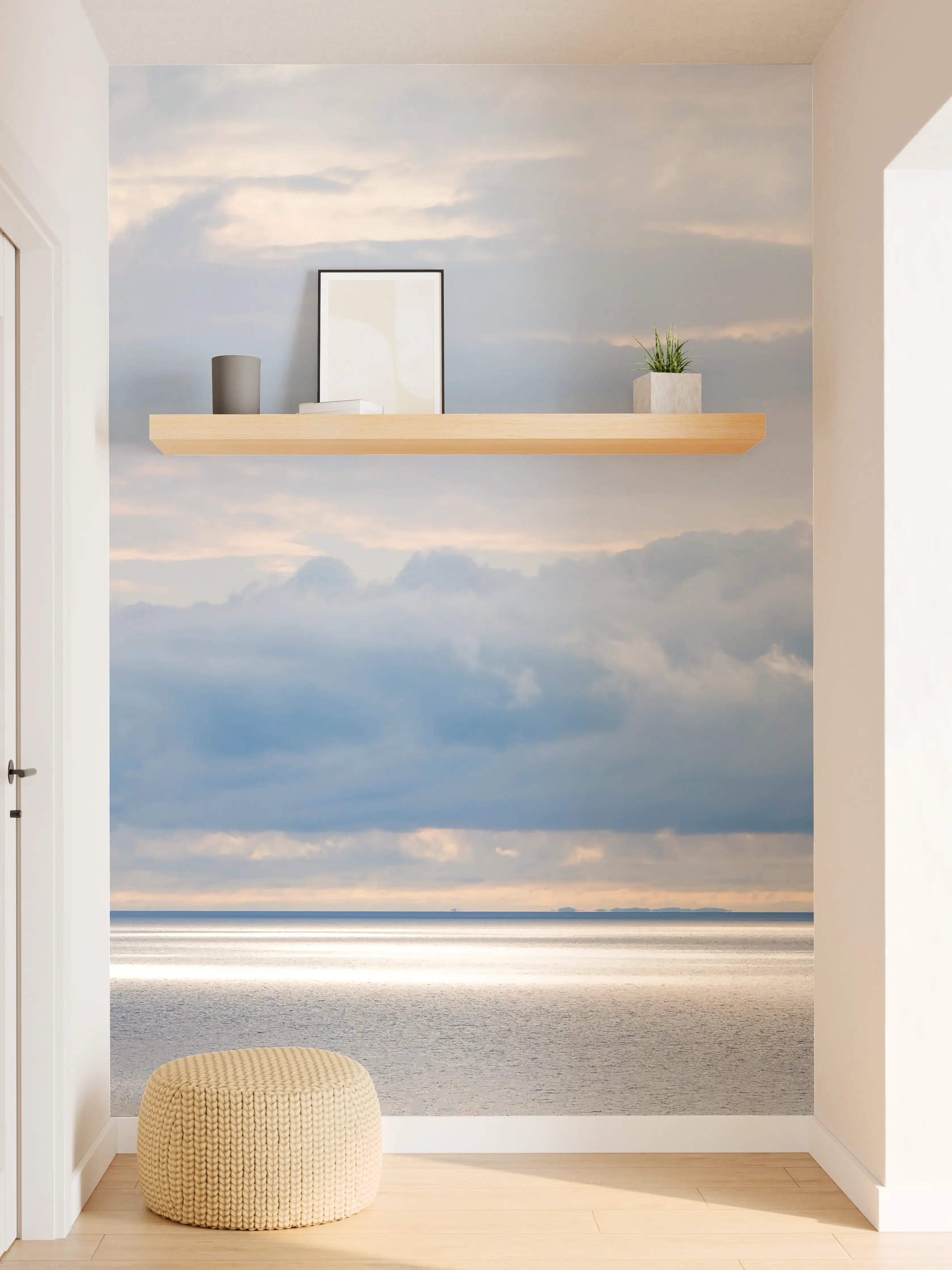 Wandverkleidung Flur - Harmonisches Blau-Grau-Meerespanorama