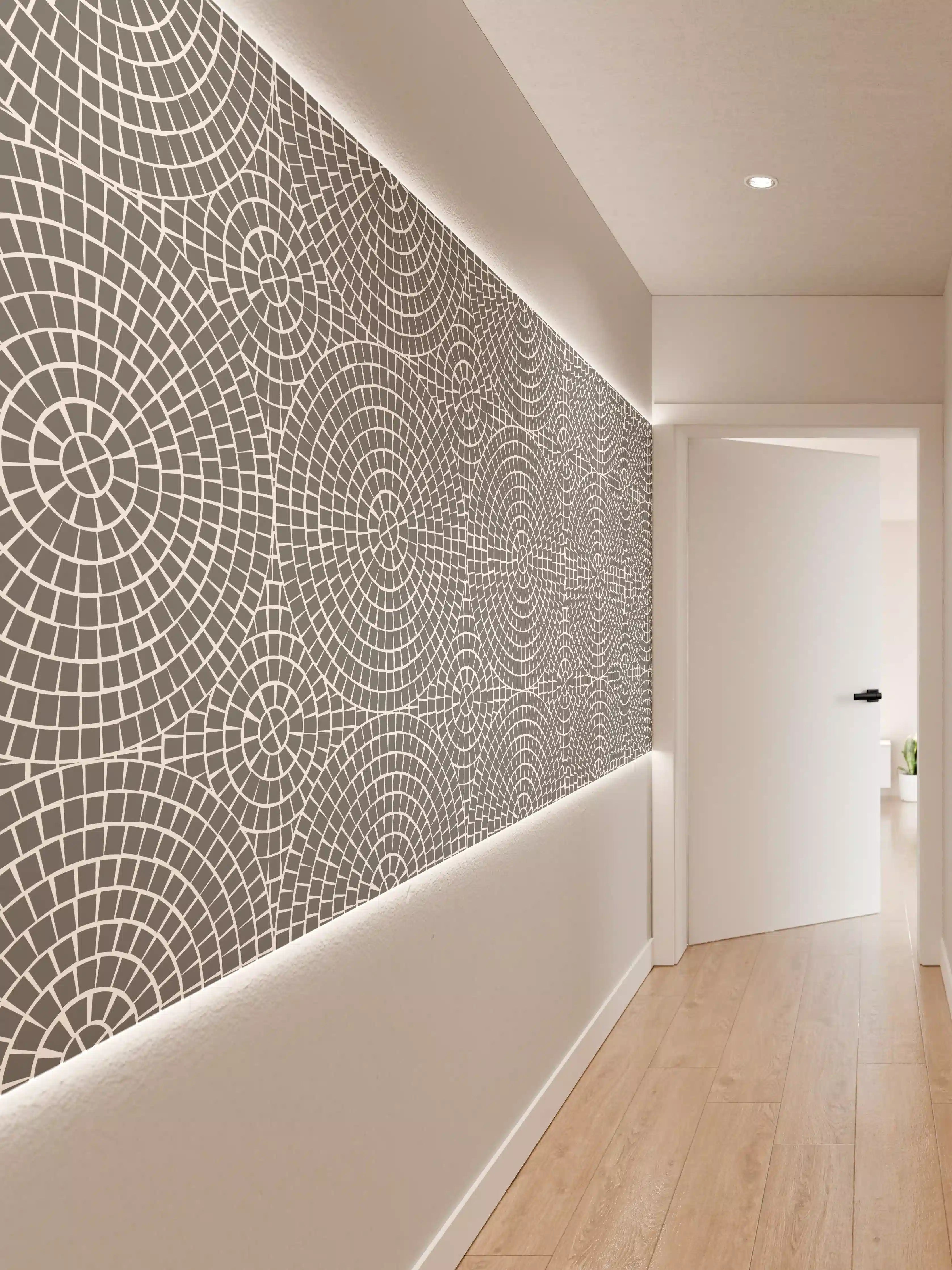 Wandverkleidung Flur - Harmonisches geometrisches Muster in Grautönen