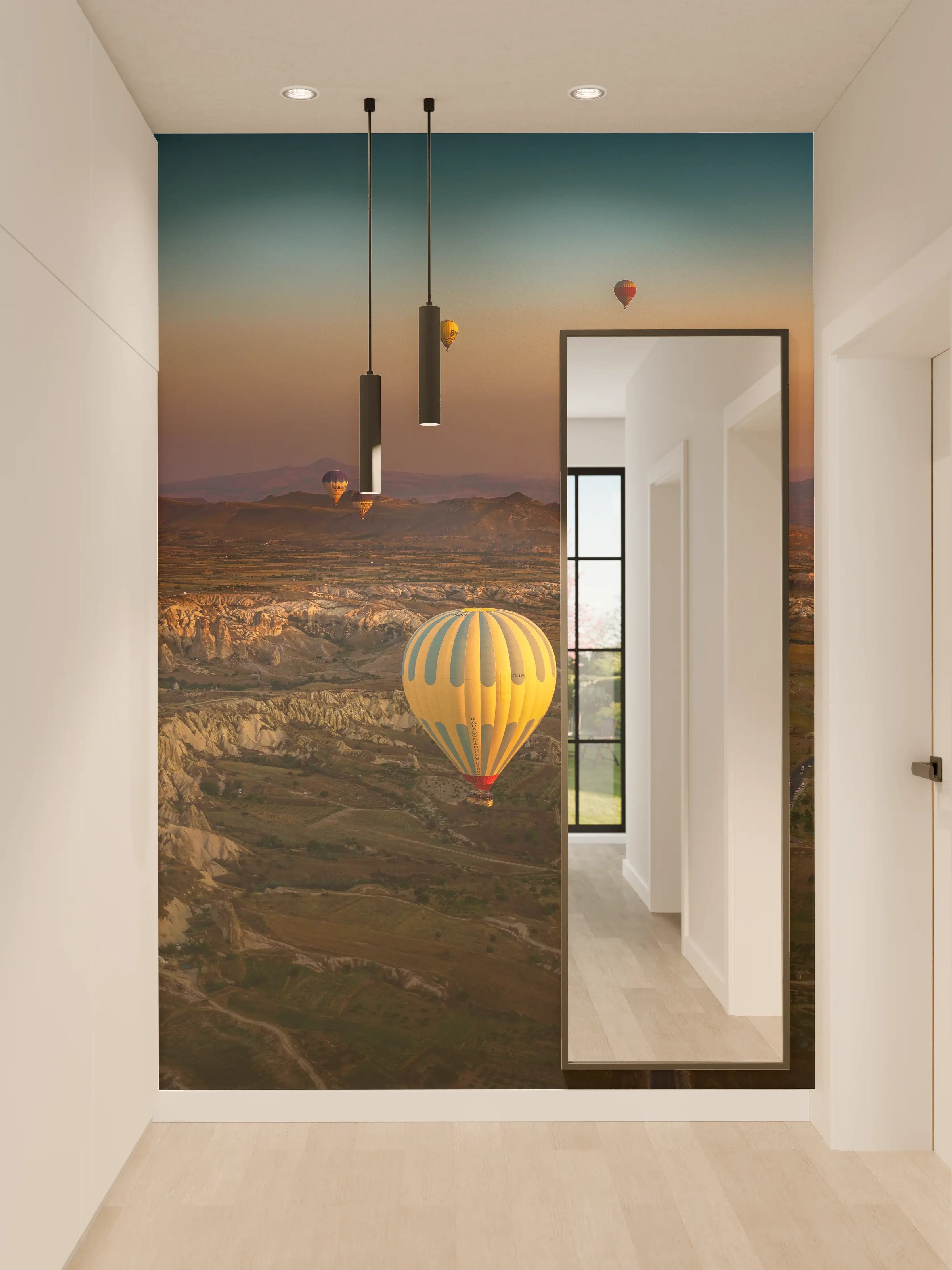 Wandverkleidung Flur - Heiße Luftballons bei Sonnenaufgang