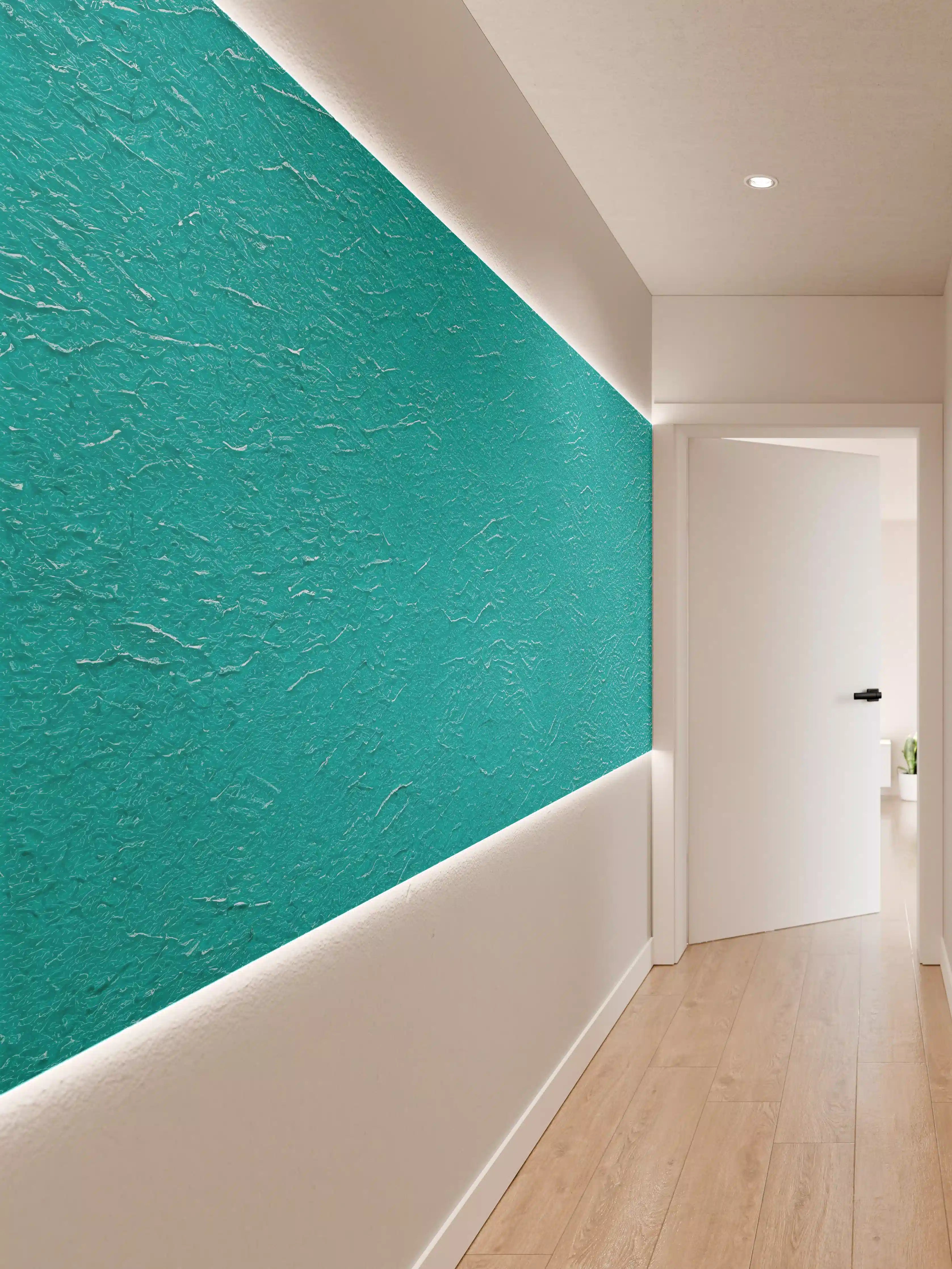 Wandverkleidung Flur - Hellblaue Wand Struktur
