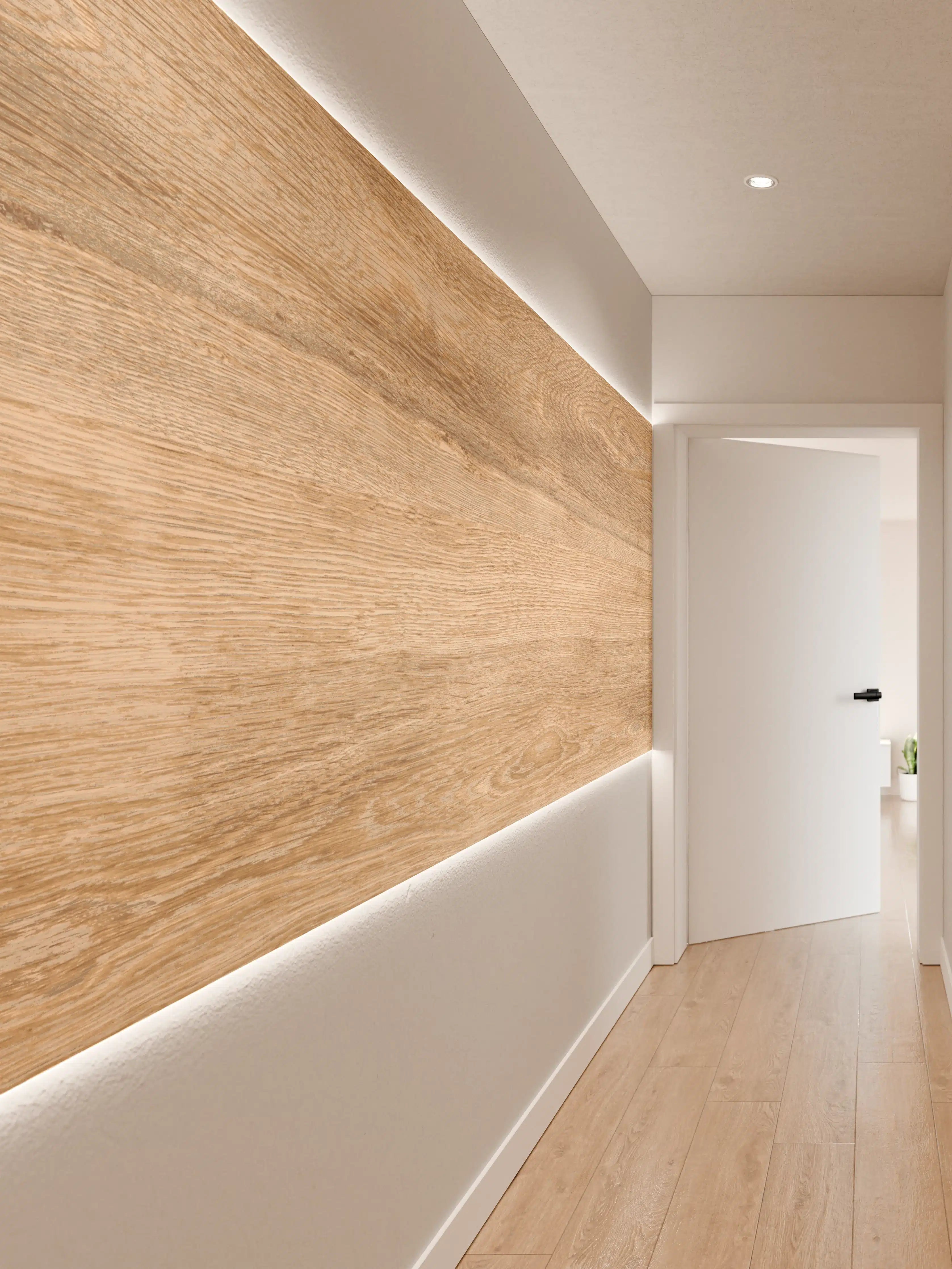 Wandverkleidung Flur - Hellbraunes Eichenholz