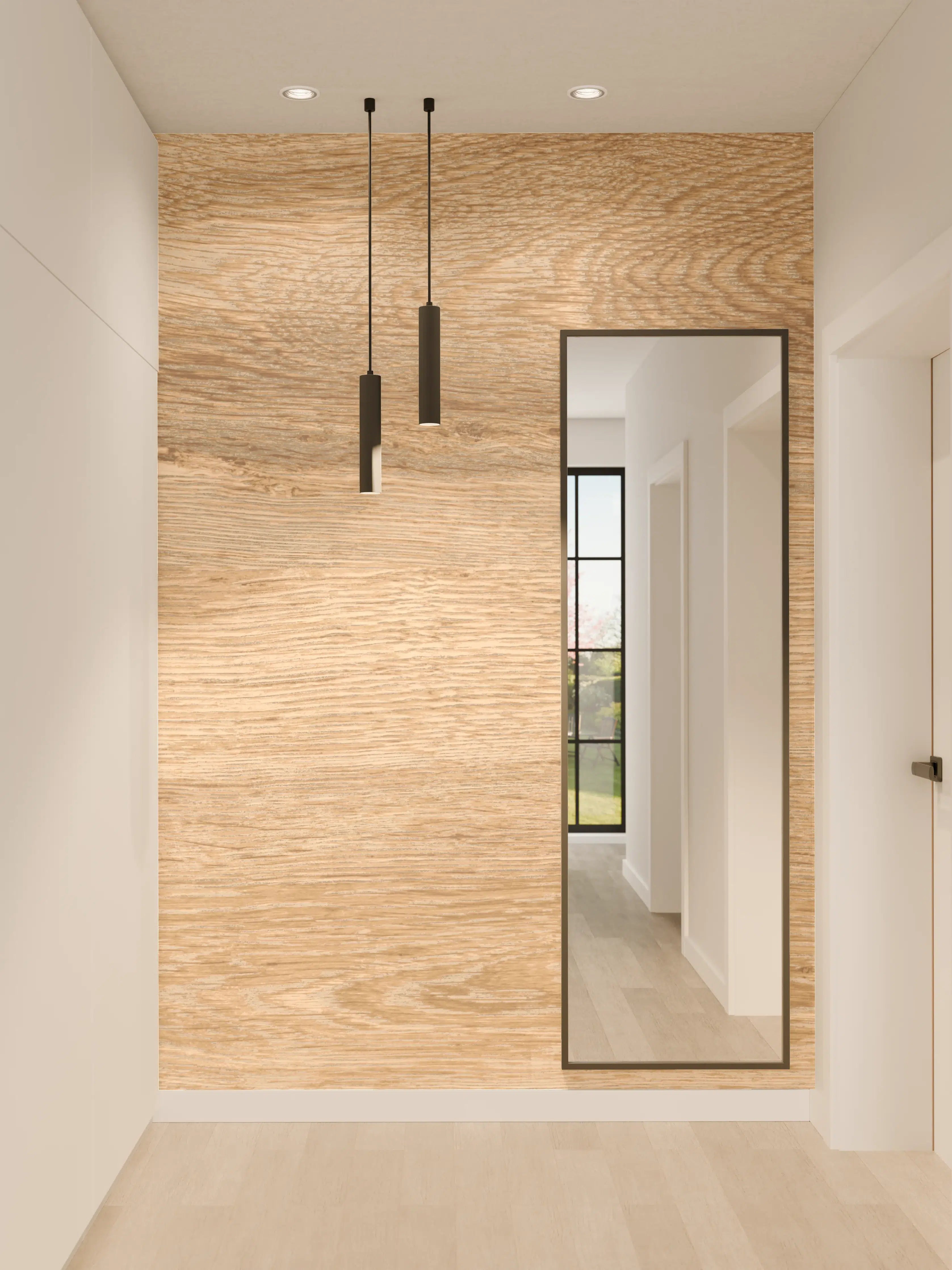 Wandverkleidung Flur - Hellbraunes Eichenholz