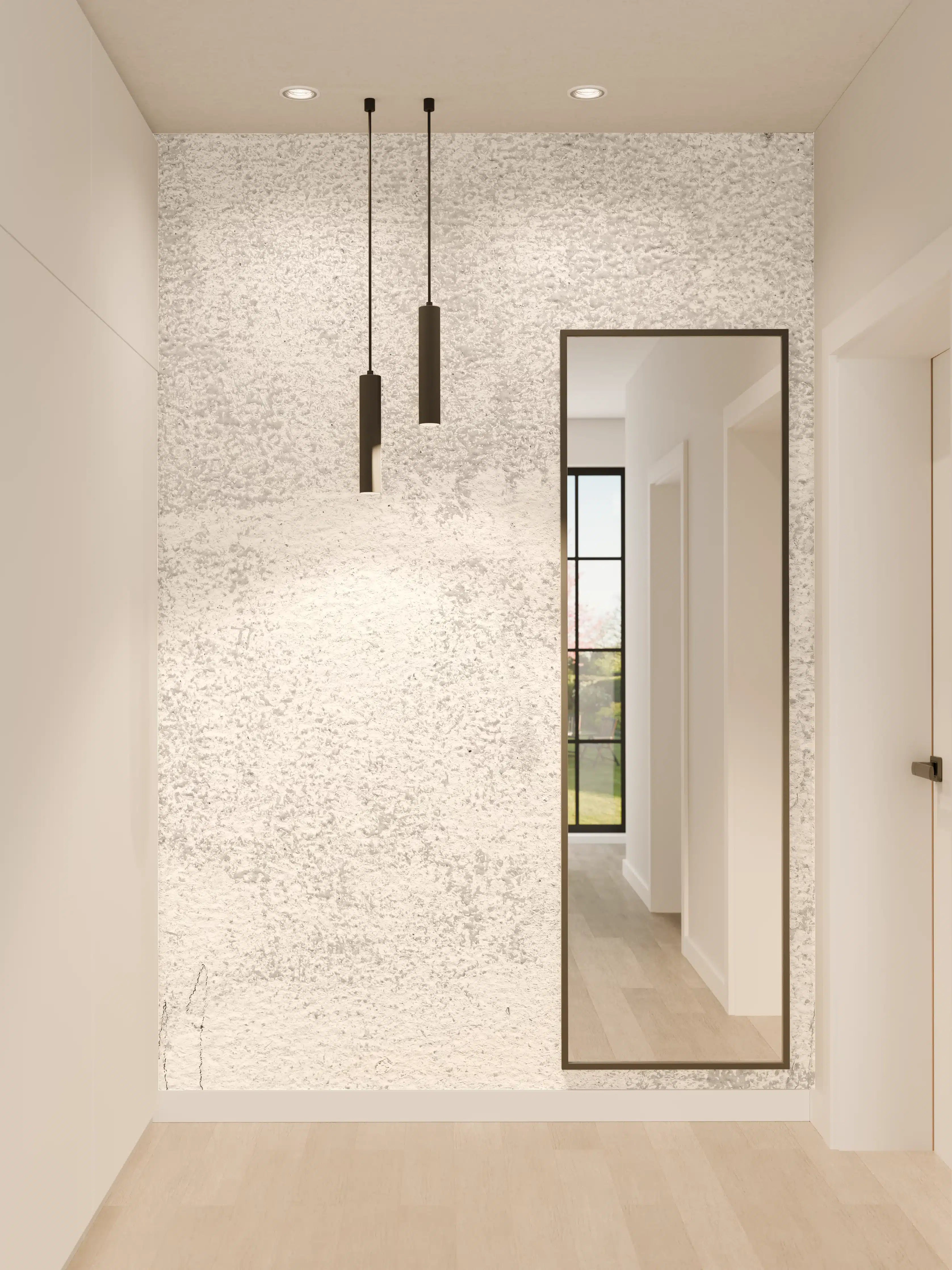 Wandverkleidung Flur - Helle Betonwand mit Textur und Exif-Daten