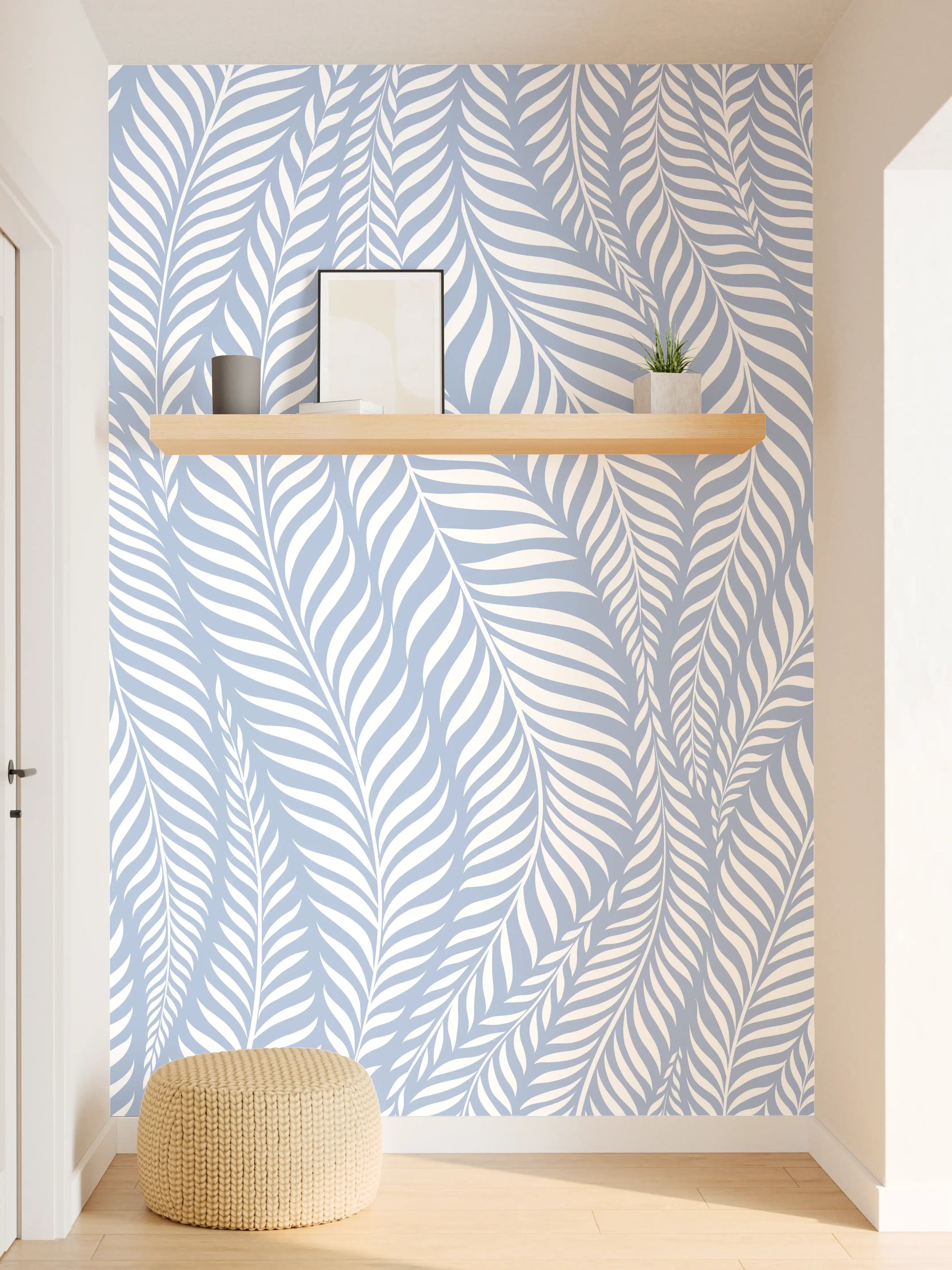 Wandverkleidung Flur - Helle Blätter im Musterdesign