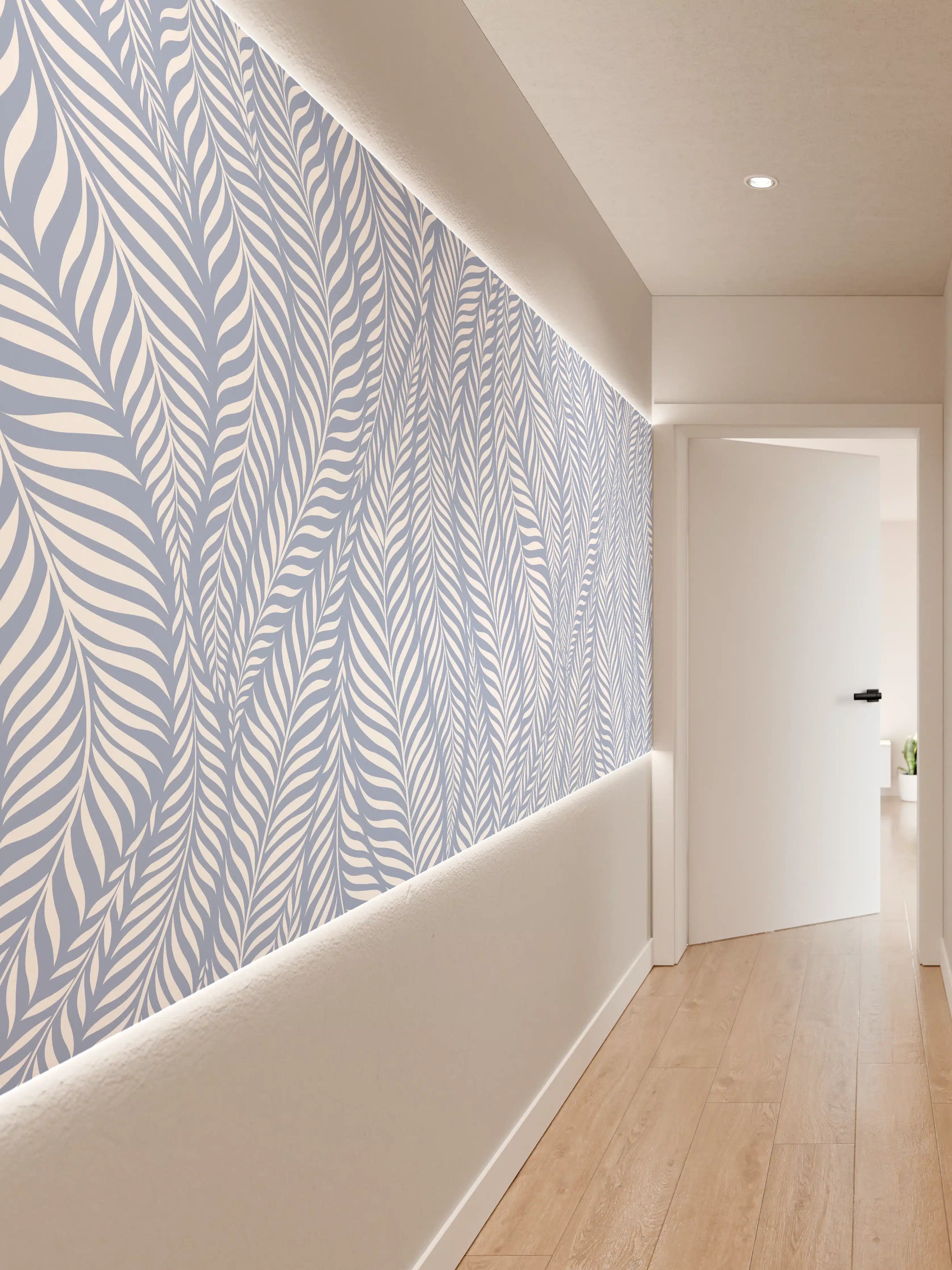 Wandverkleidung Flur - Helle Blätter im Musterdesign