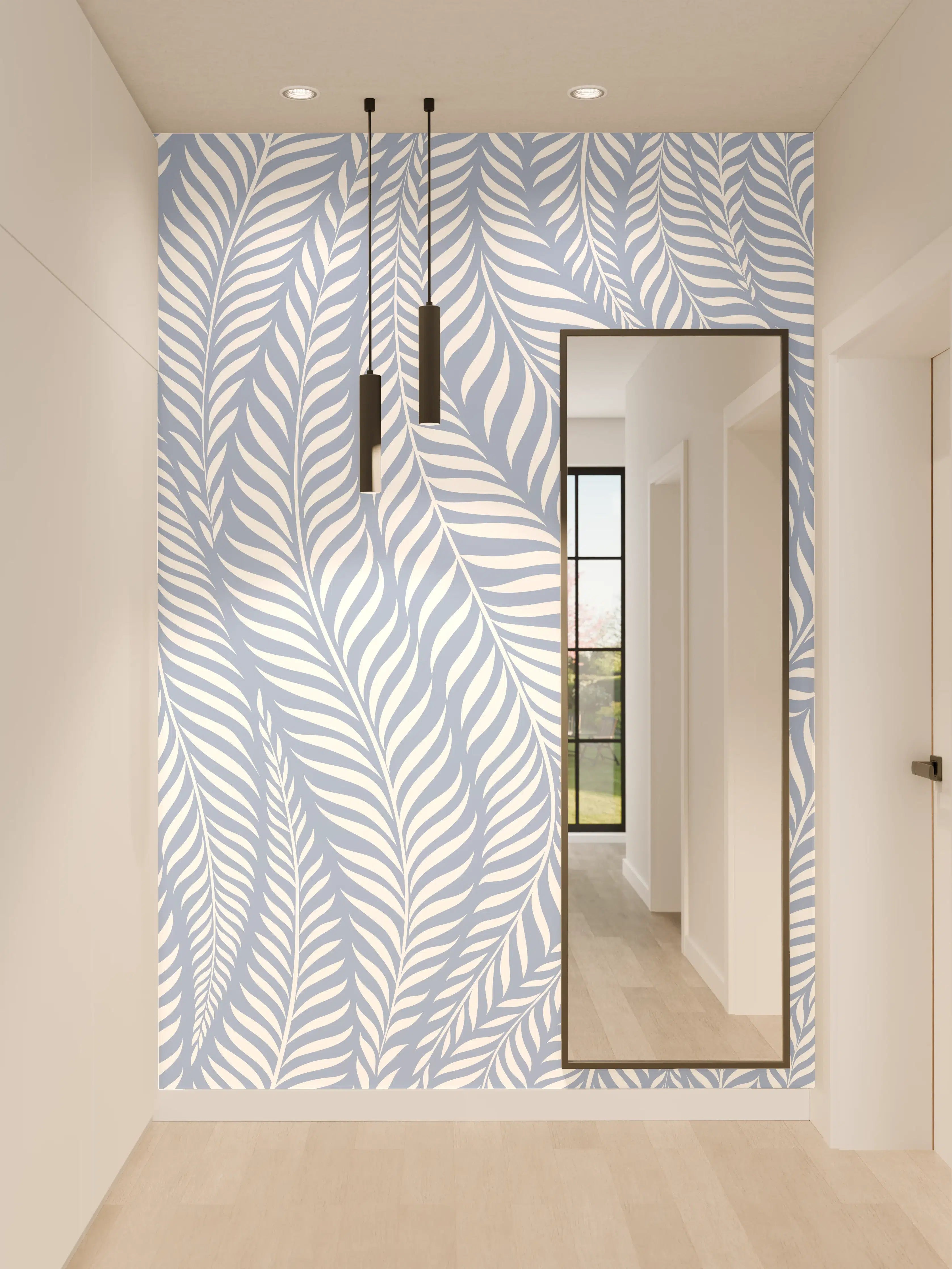 Wandverkleidung Flur - Helle Blätter im Musterdesign