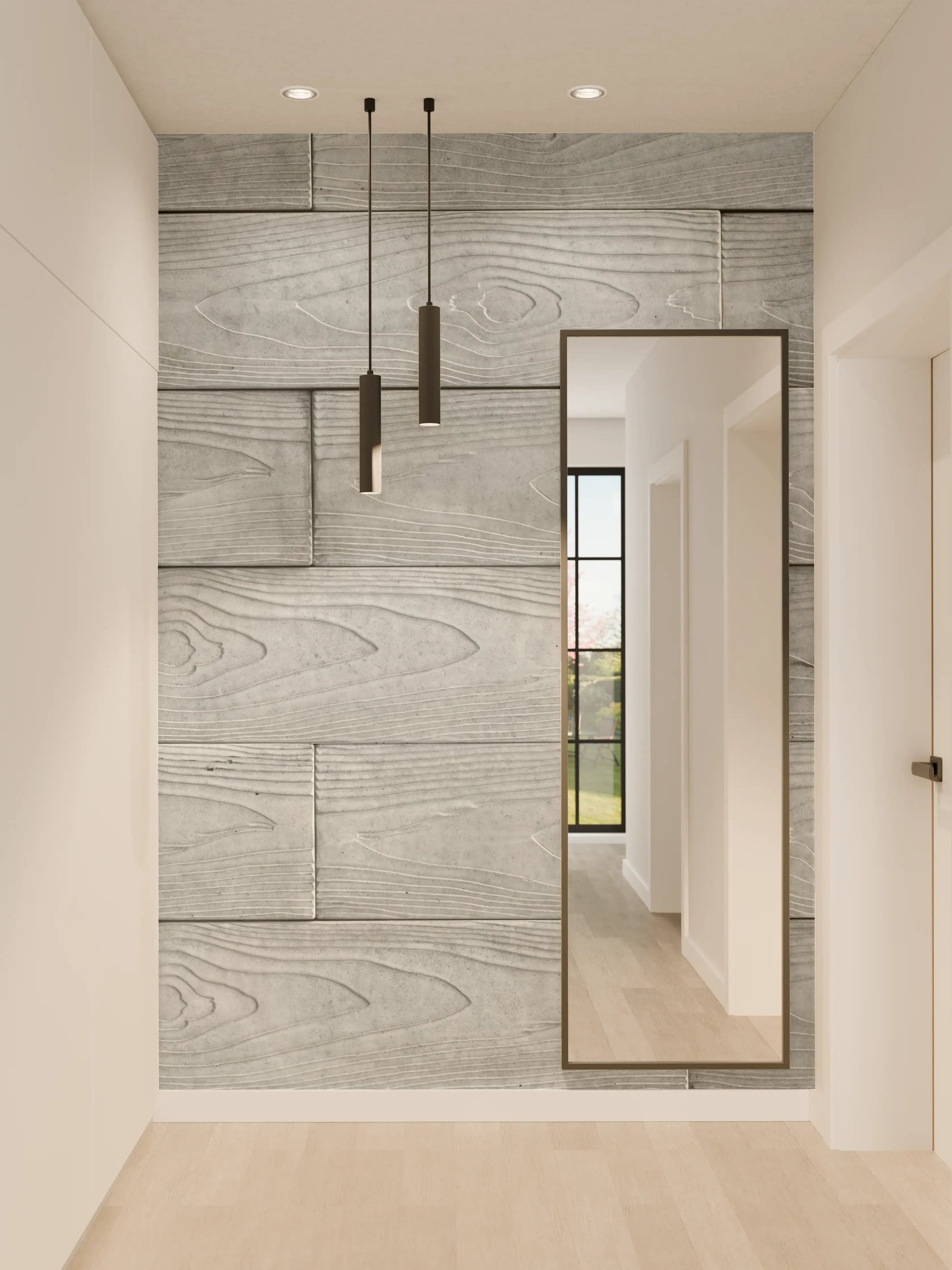 Wandverkleidung Flur - Helle Grautöne: Elegantes Holz-Design