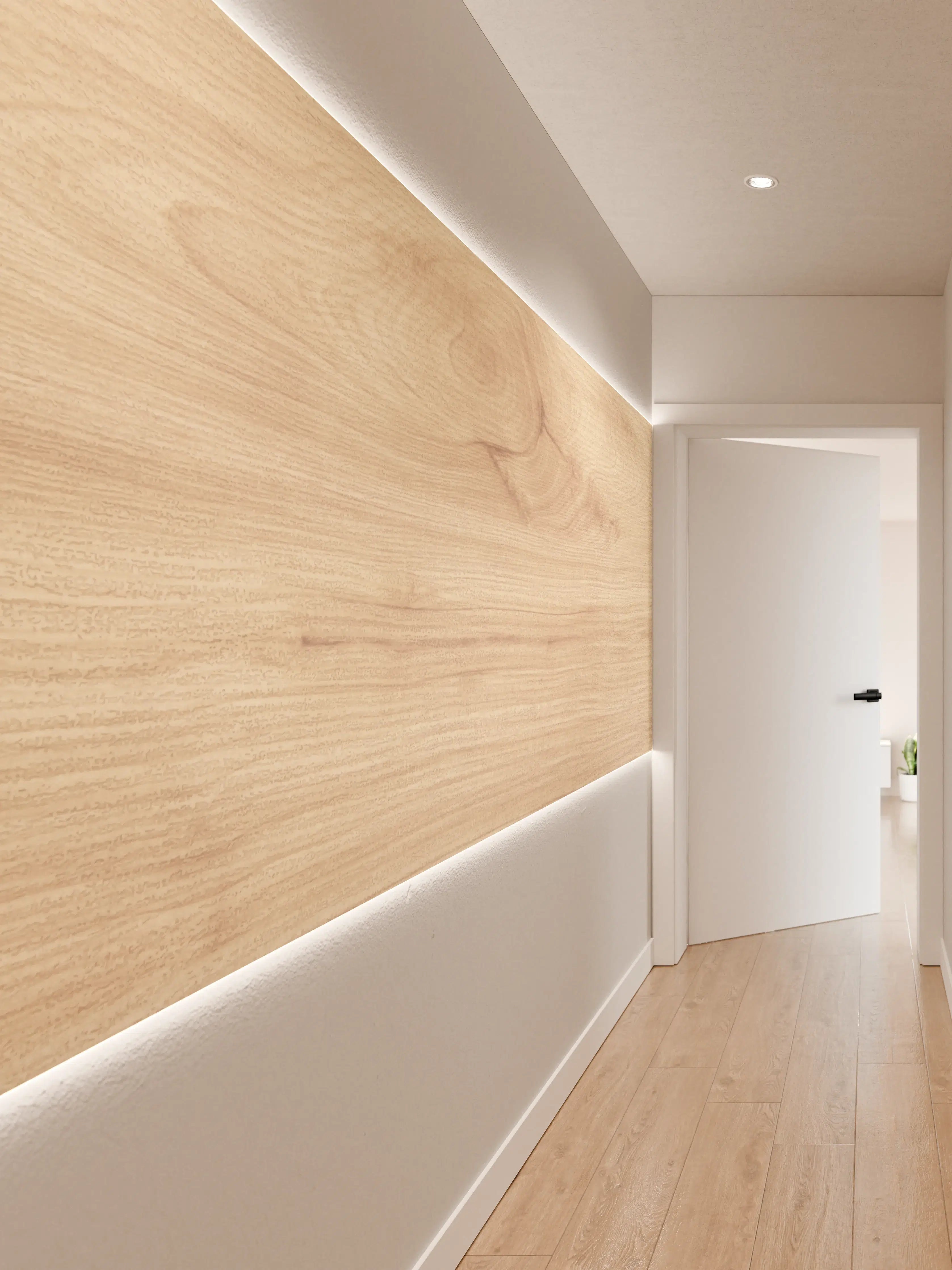 Wandverkleidung Flur - Helle Holzoptik Natur