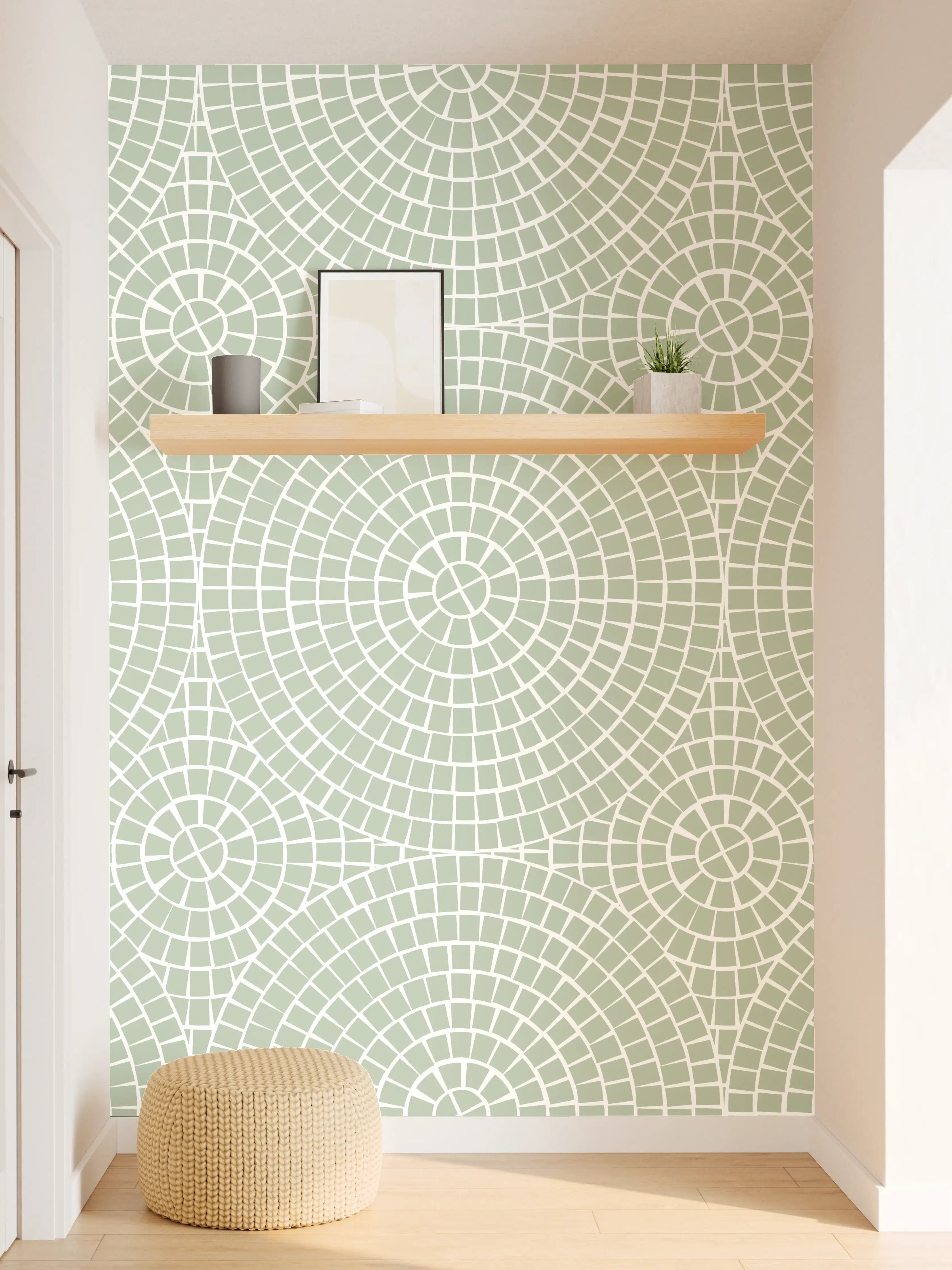 Wandverkleidung Flur - Helle geometrische Muster auf pastellfarbenem Hintergrund
