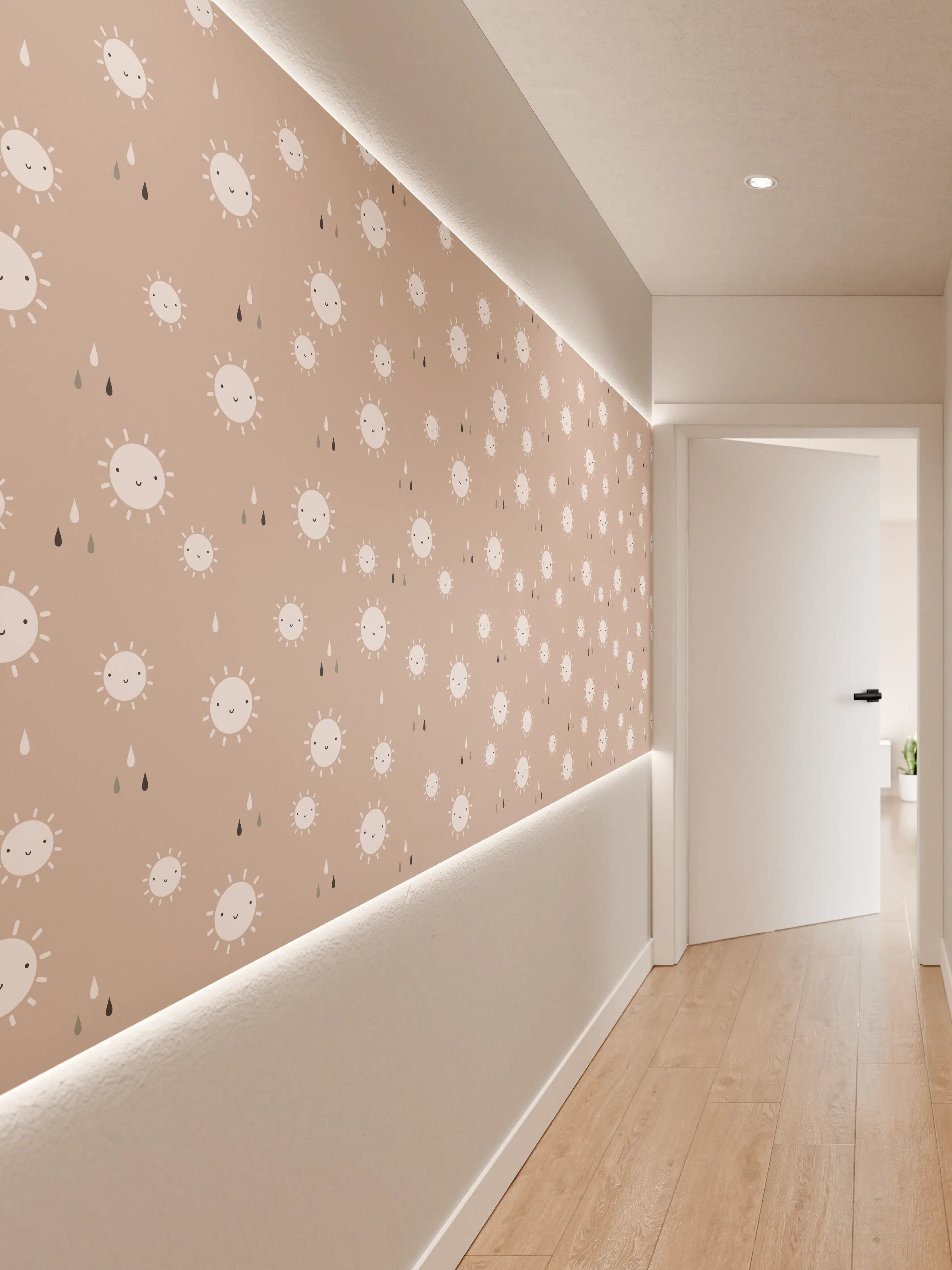 Wandverkleidung Flur - Helle, beige Musteroptik mit zarten Details