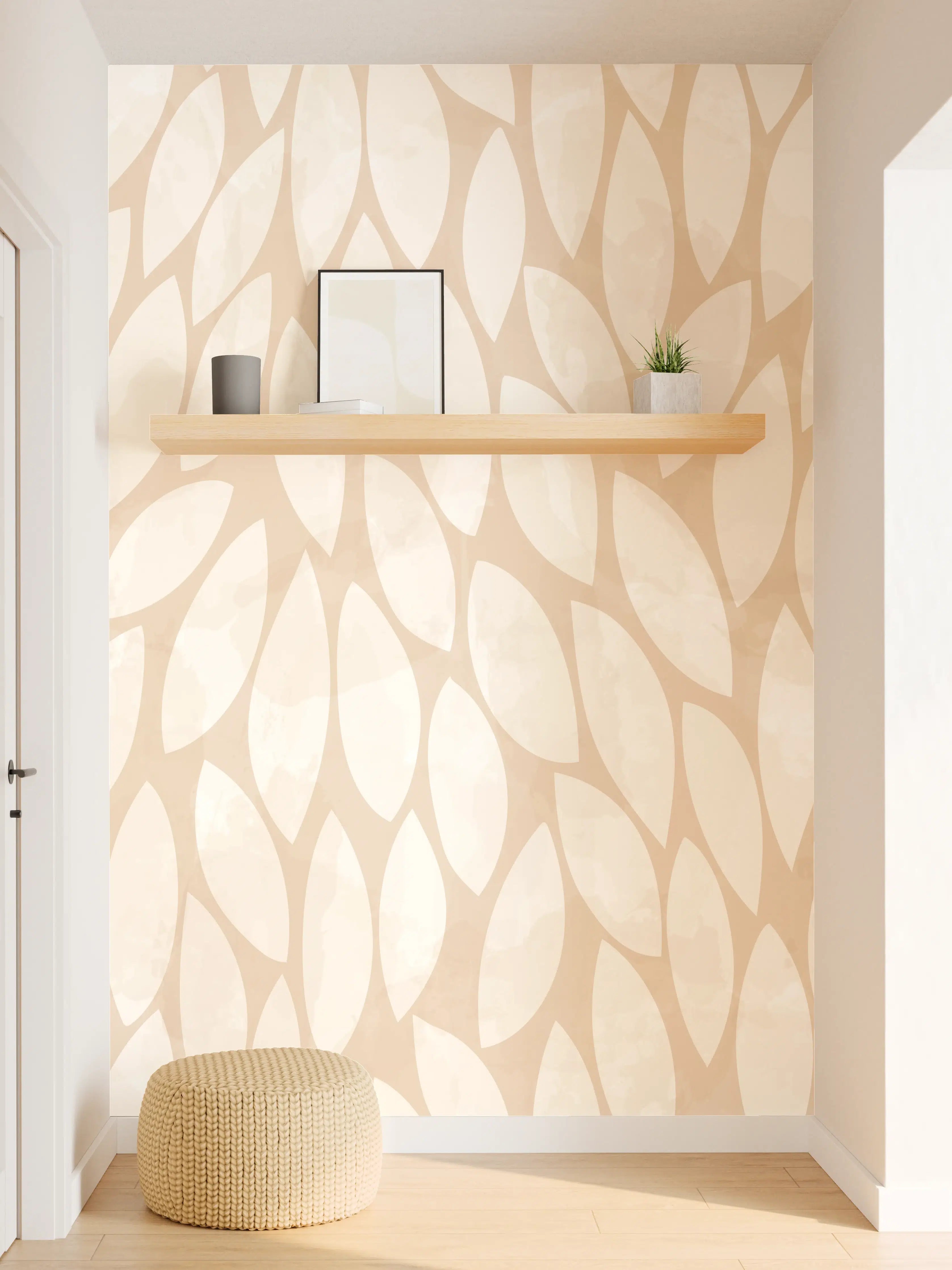 Wandverkleidung Flur - Helle, elegante Blumenvorlage im Neutraltönen