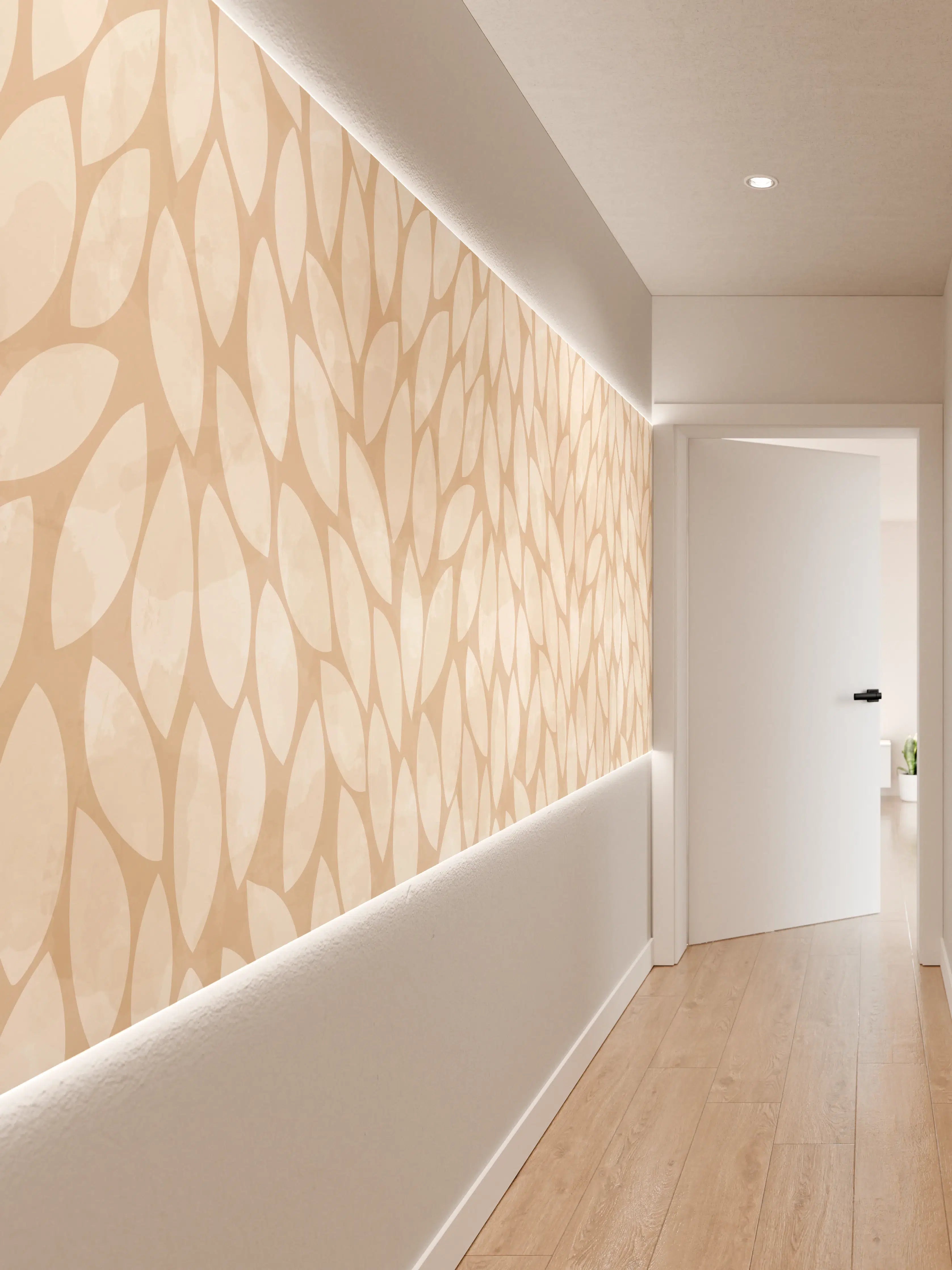 Wandverkleidung Flur - Helle, elegante Blumenvorlage im Neutraltönen