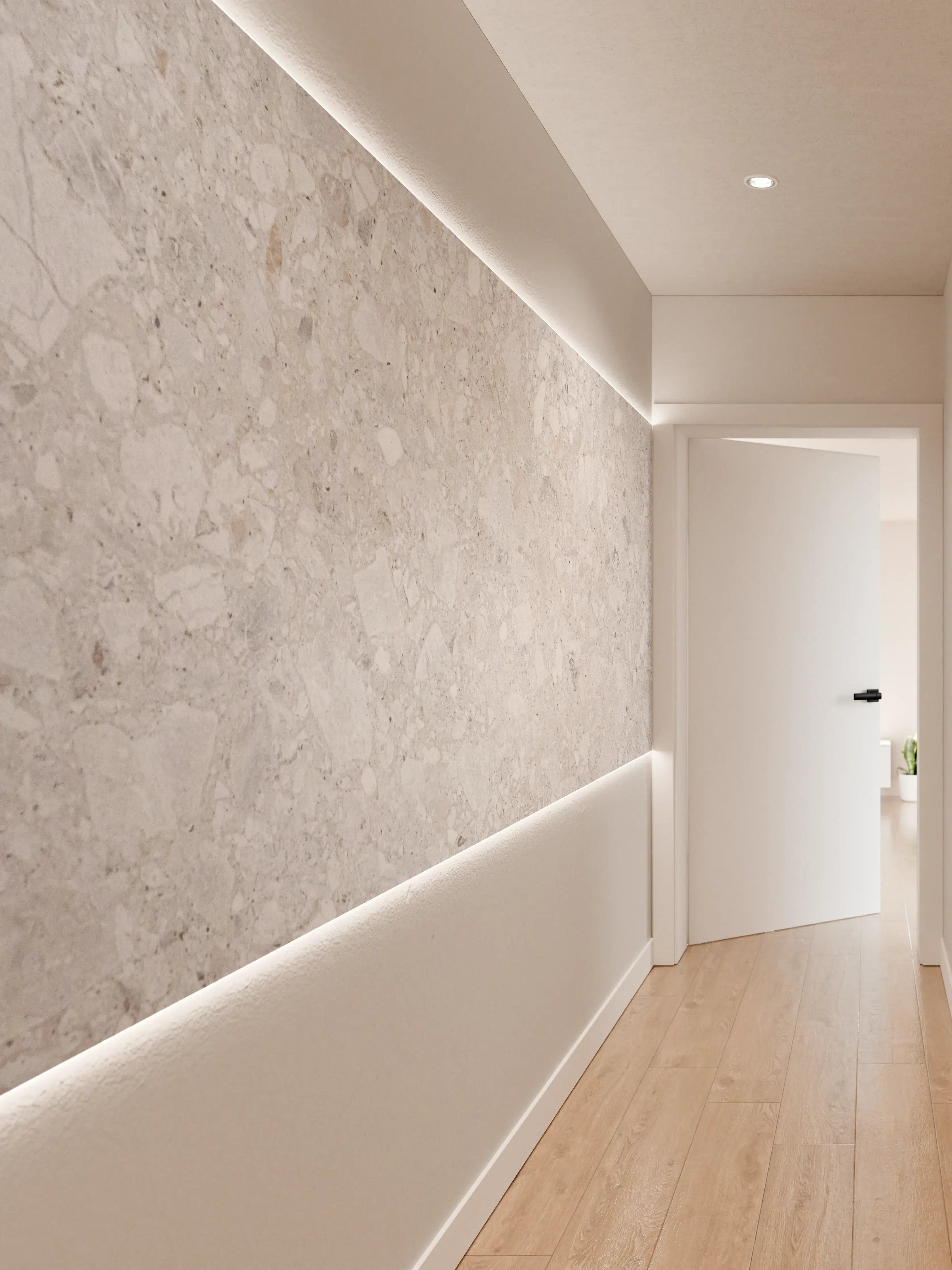 Wandverkleidung Flur - Helle, elegante Steinoptik
