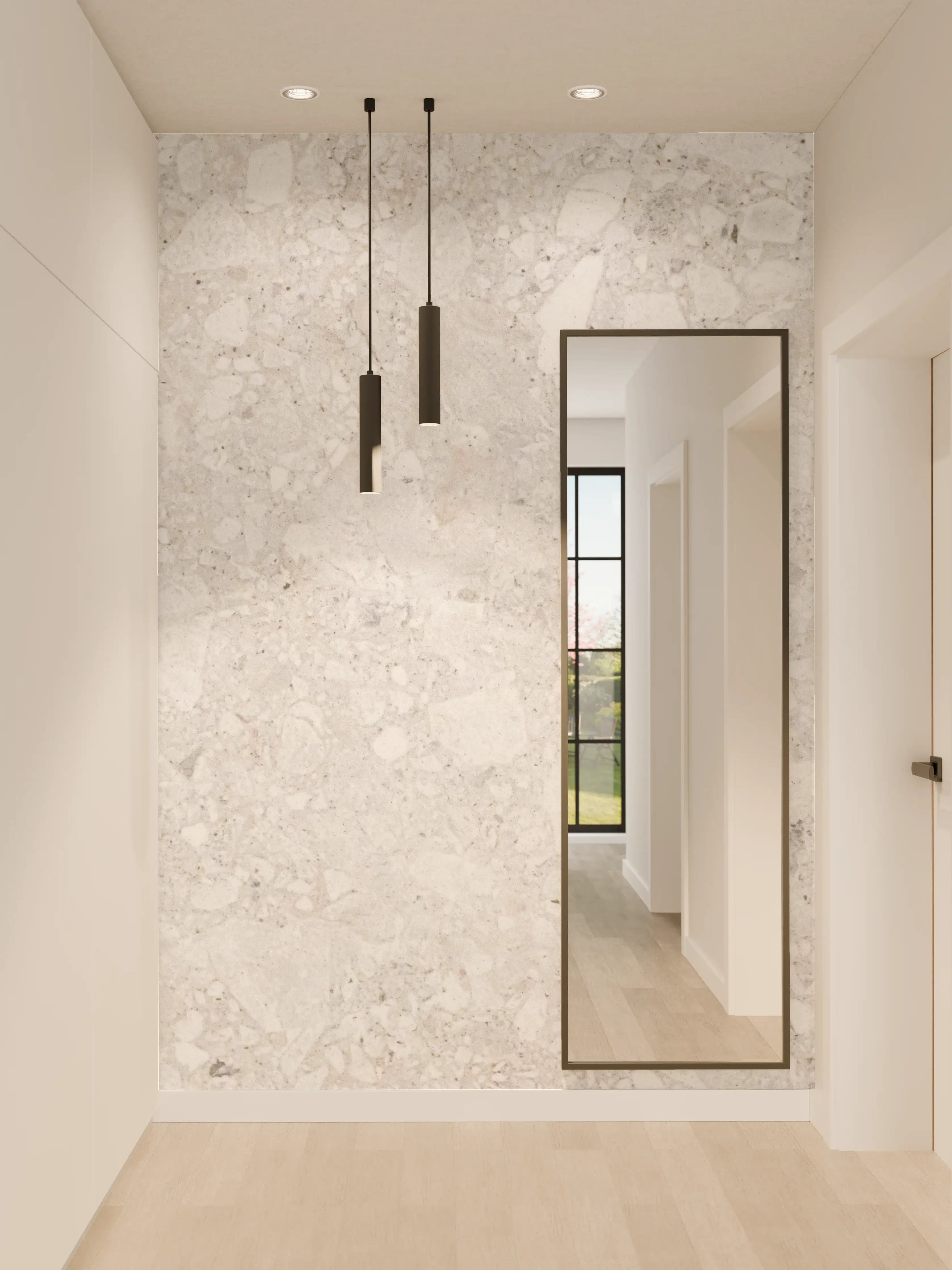 Wandverkleidung Flur - Helle, elegante Steinoptik