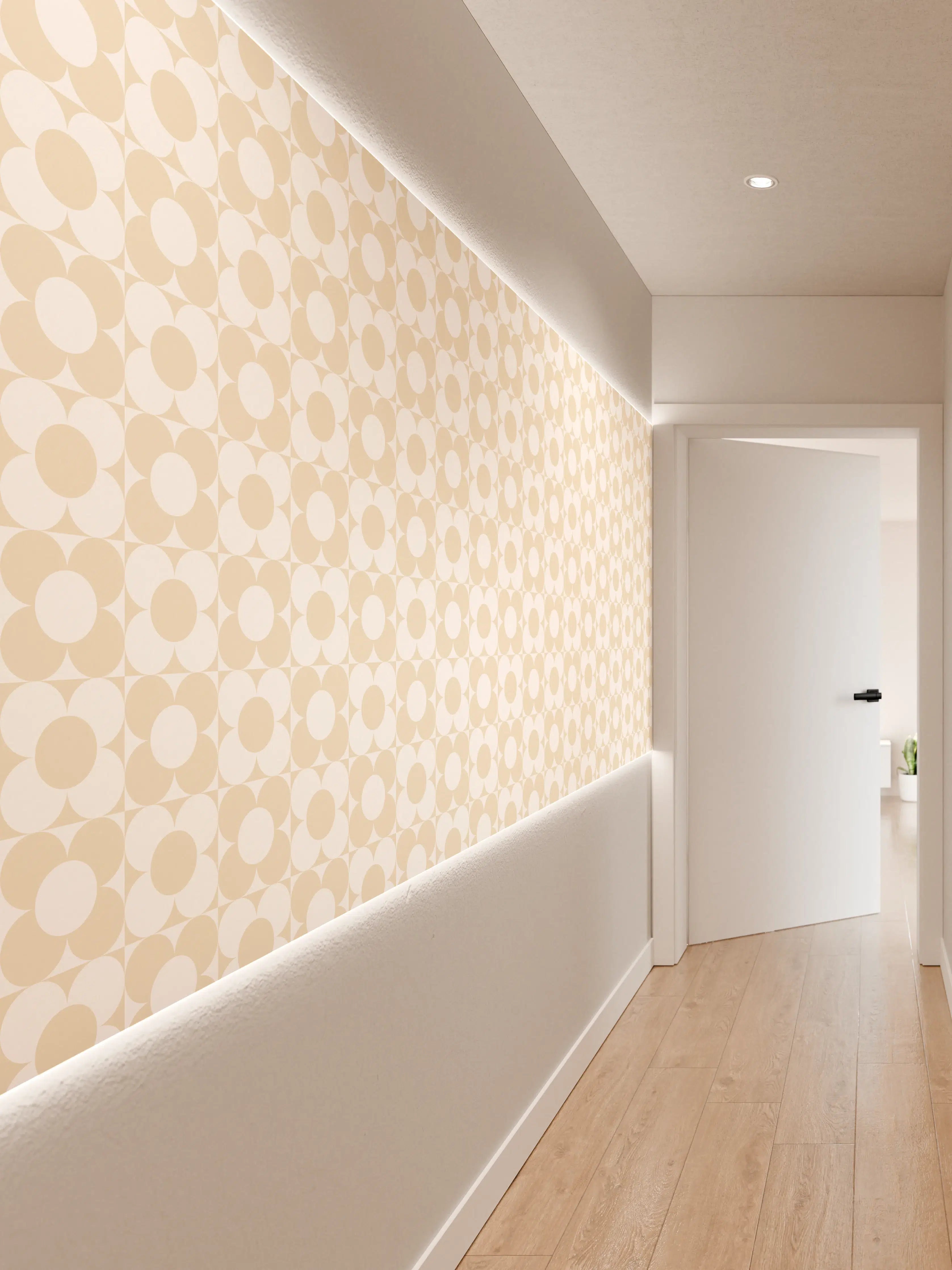 Wandverkleidung Flur - Helle, elegante Tapete mit dezentem Muster