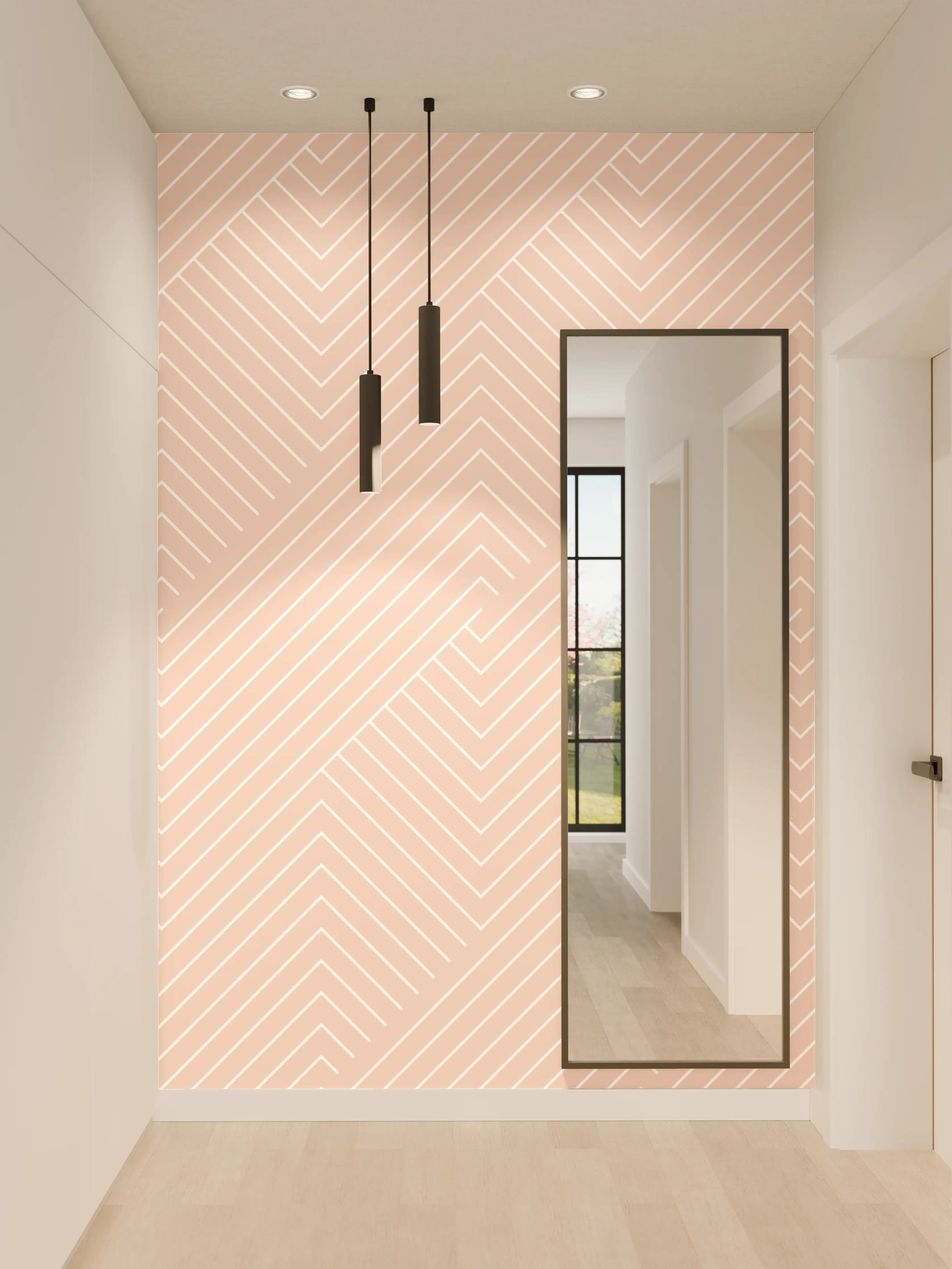 Wandverkleidung Flur - Helle, geometrische Muster in sanften Tönen
