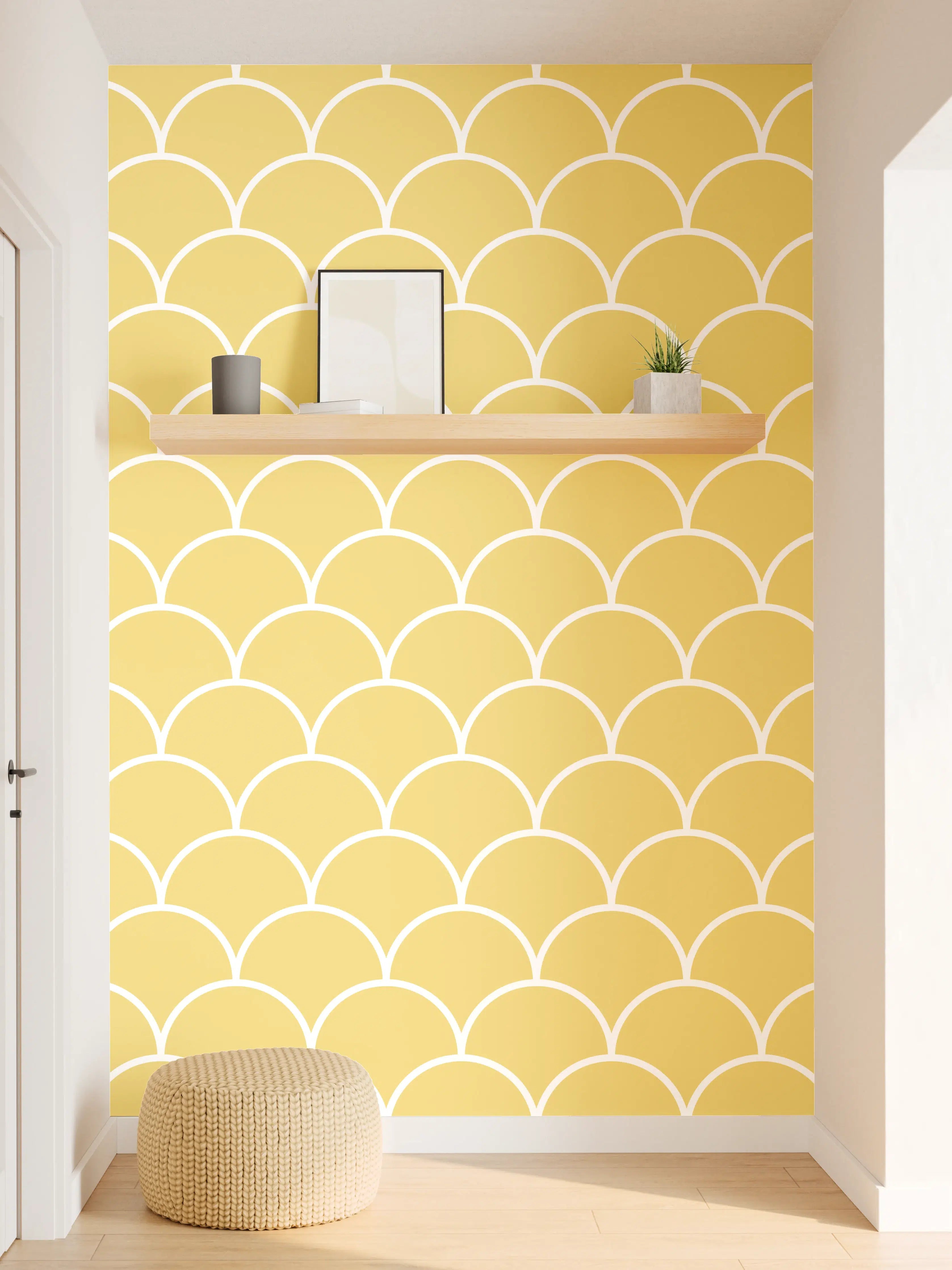 Wandverkleidung Flur - Hellen Gold-Gelb Muster mit Skalen-Design