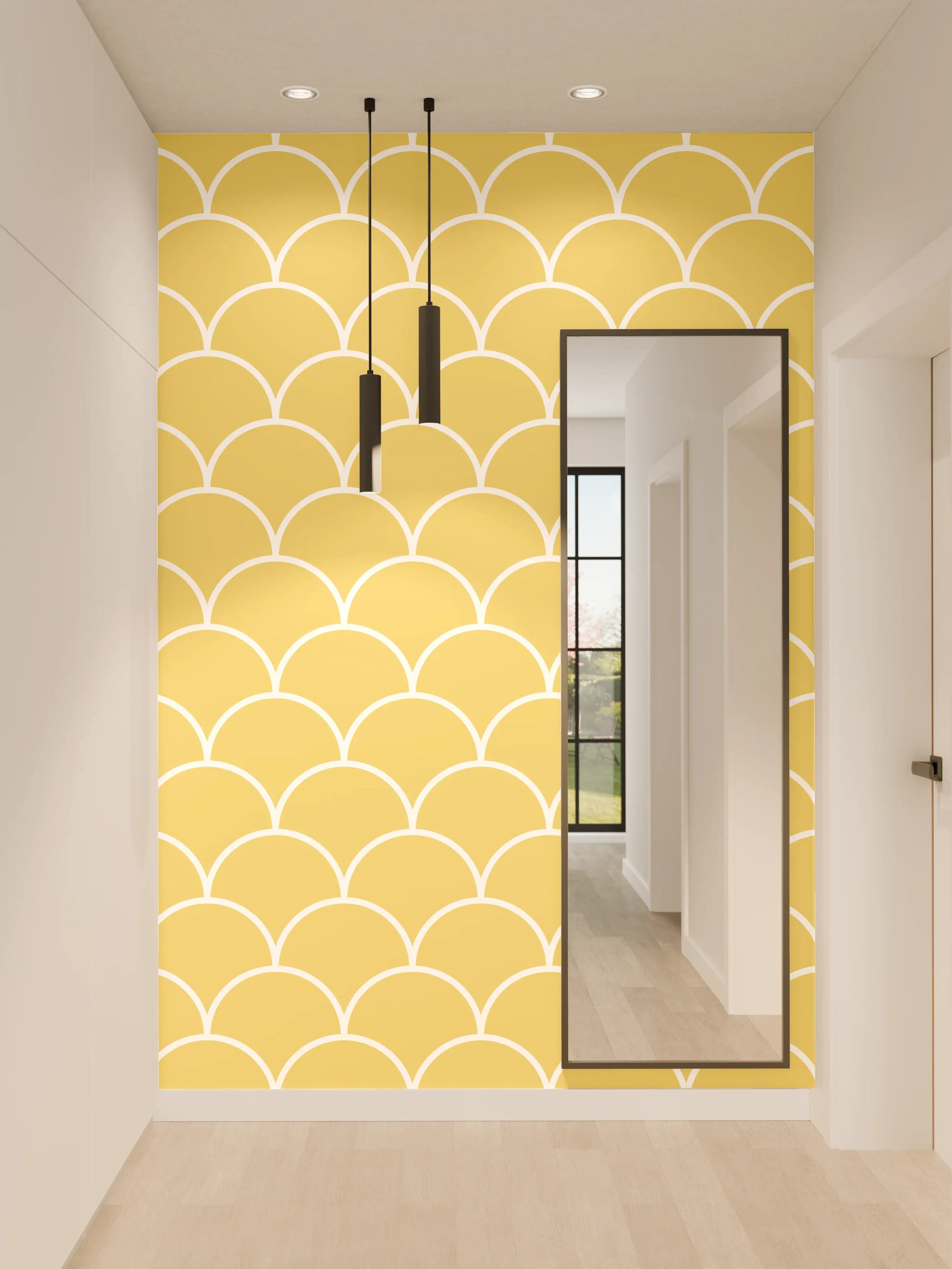 Wandverkleidung Flur - Hellen Gold-Gelb Muster mit Skalen-Design