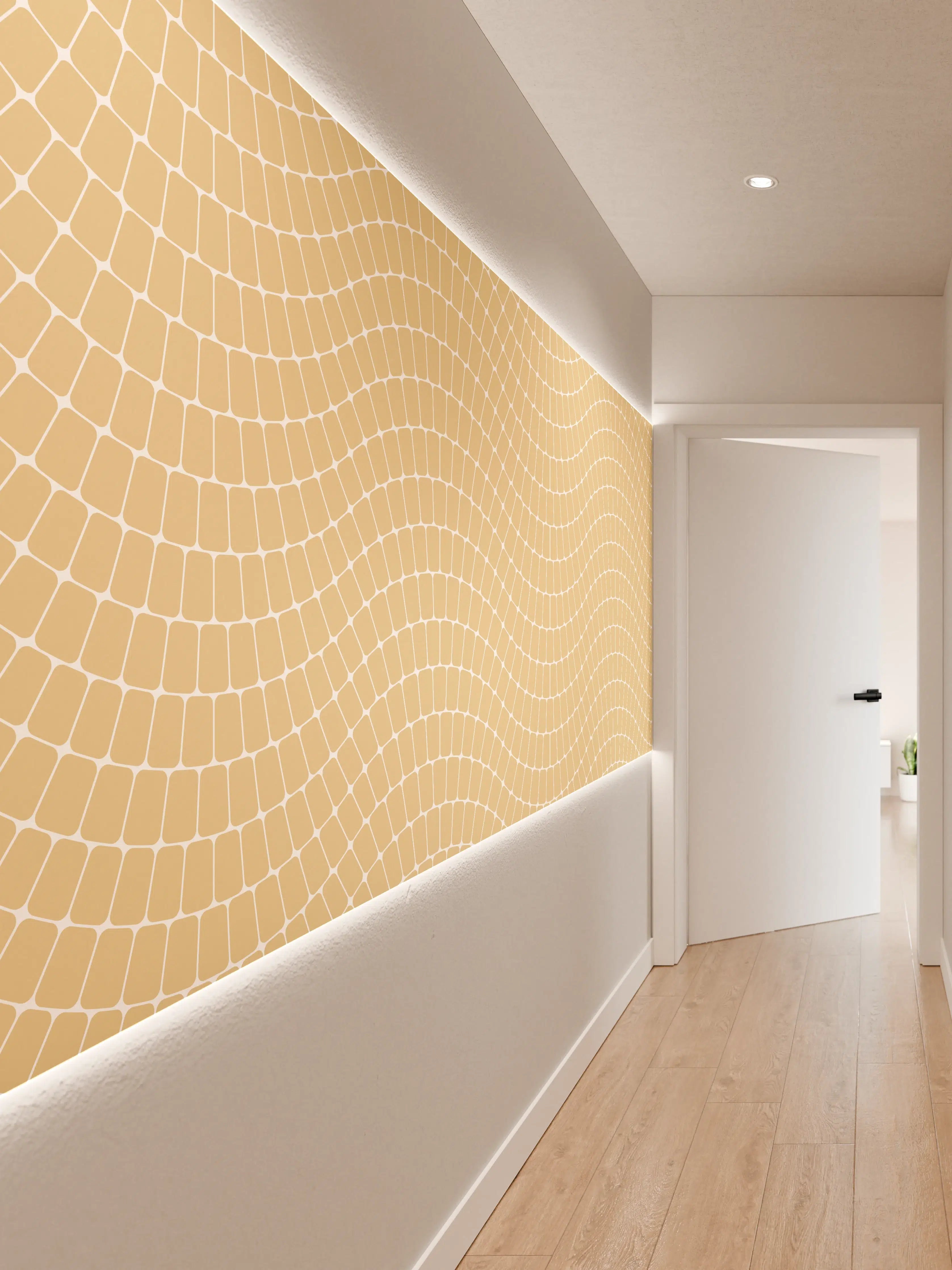 Wandverkleidung Flur - Hellen, geometrisches Muster in Beige