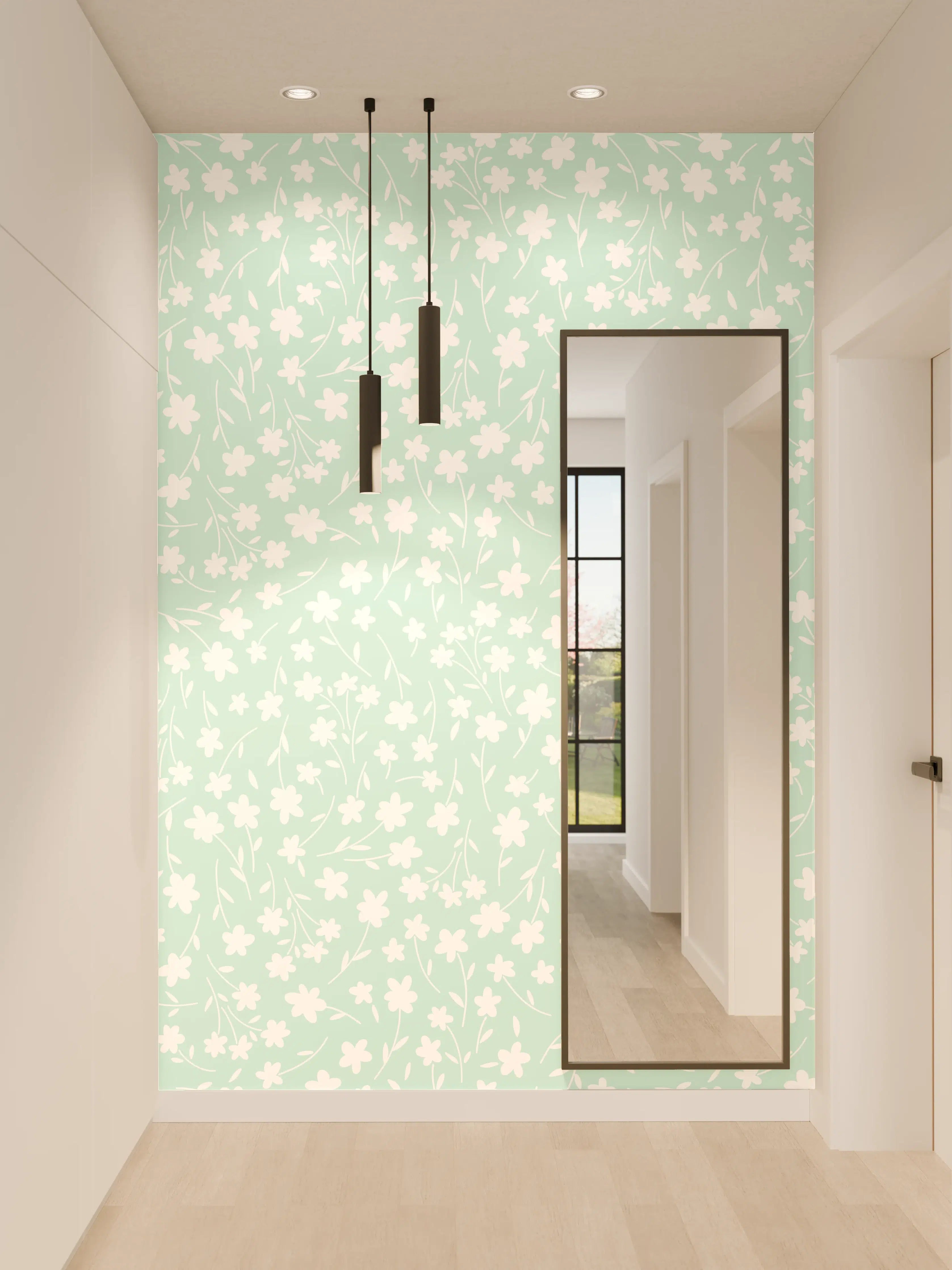 Wandverkleidung Flur - Heller Blumenklecks-Hintergrund